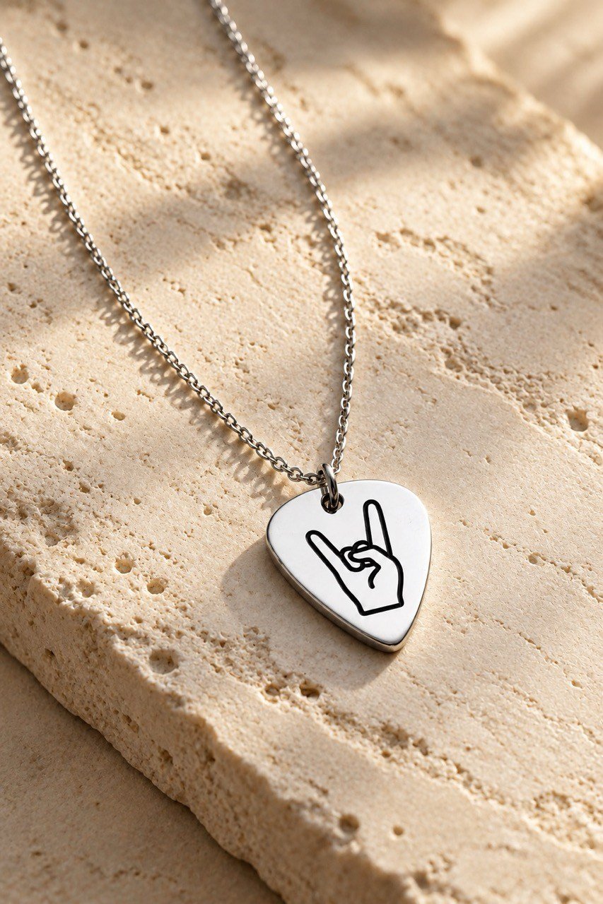 Gitar Pena Gümüş Kolye