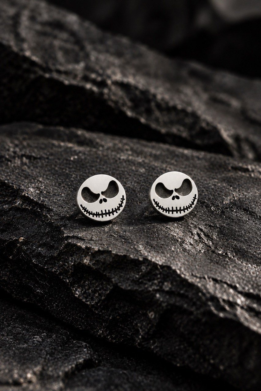 Jack Skellington Gümüş Küpe
