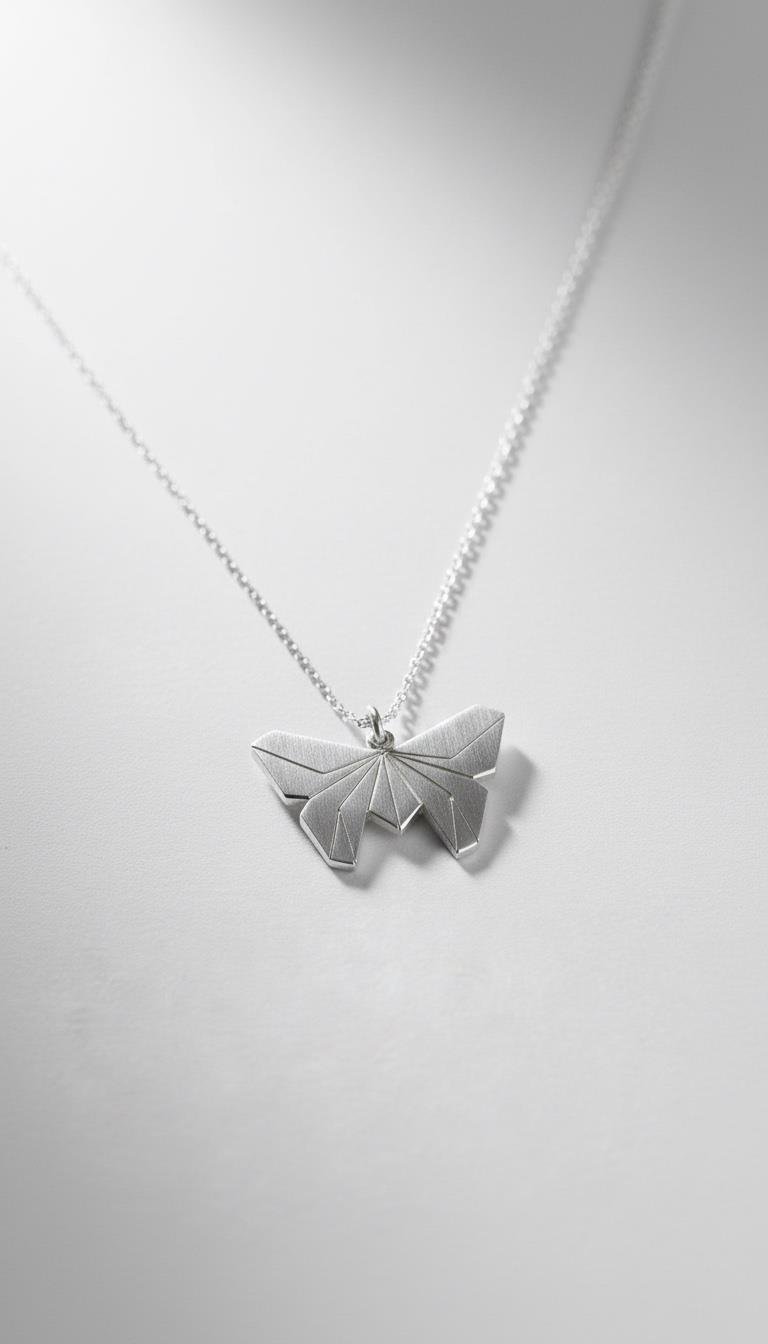 Kelebek Origami Gümüş Kolye Ucu
