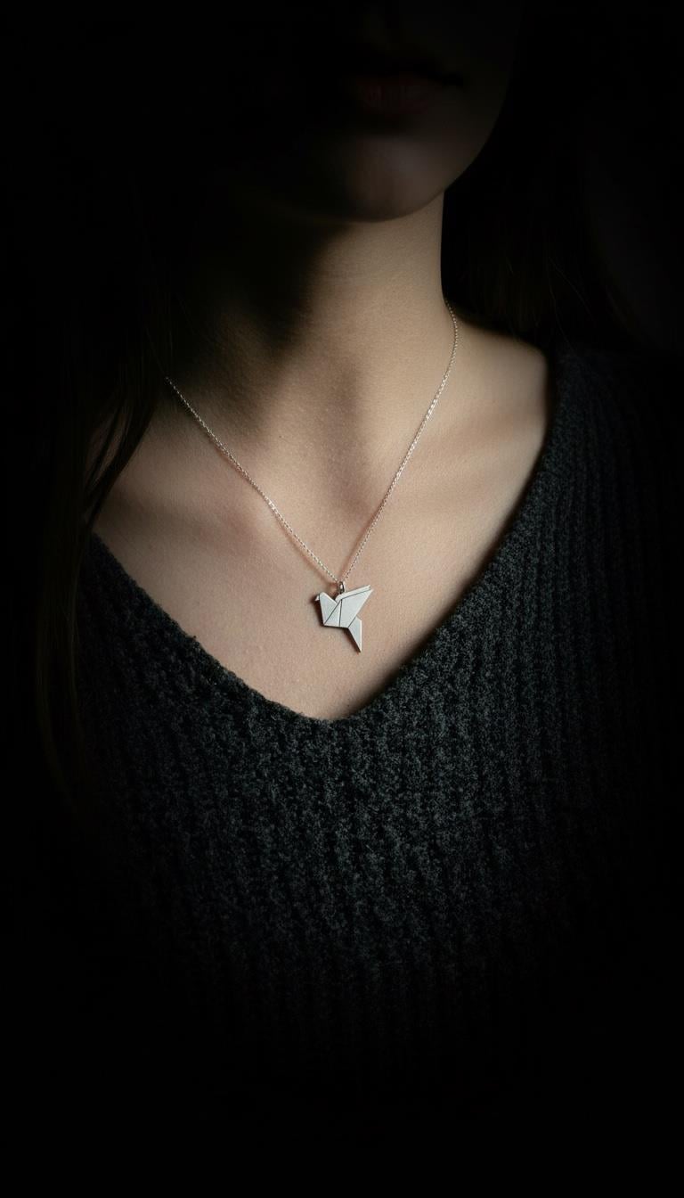 Kuş Origami Gümüş Kolye Ucu
