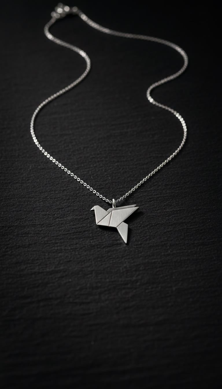 Kuş Origami Gümüş Kolye Ucu