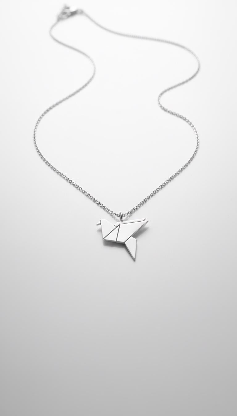 Kuş Origami Gümüş Kolye Ucu