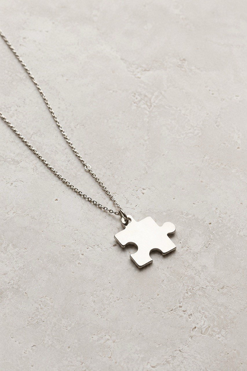 Puzzel Gümüş Kolye