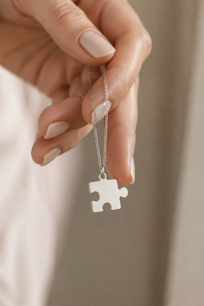 Puzzel Gümüş Kolye