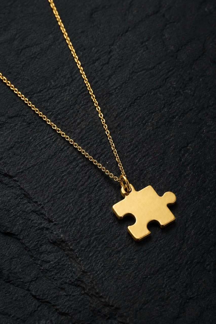 Puzzel Gümüş Kolye (gold)