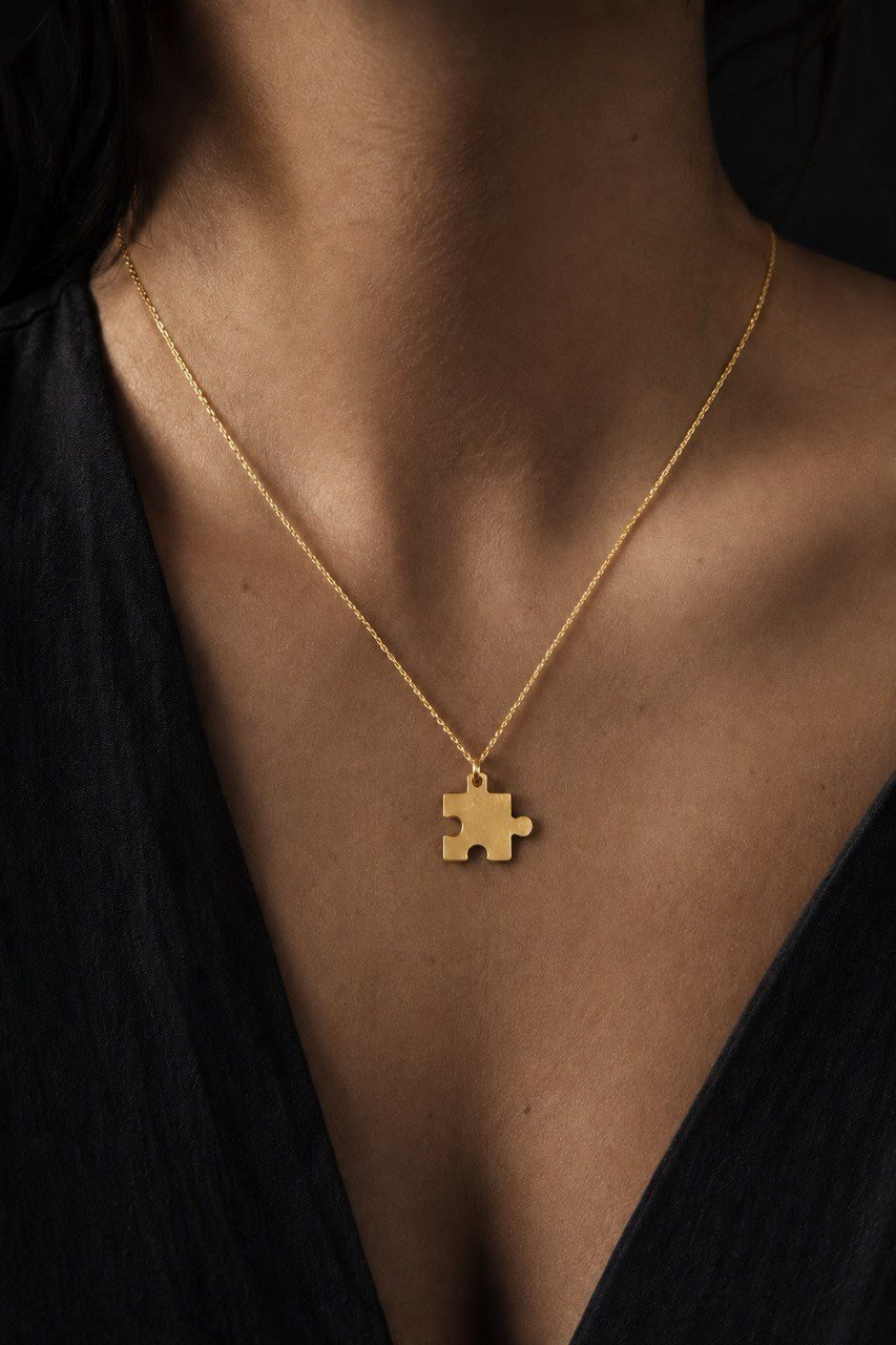 Puzzel Gümüş Kolye (gold)