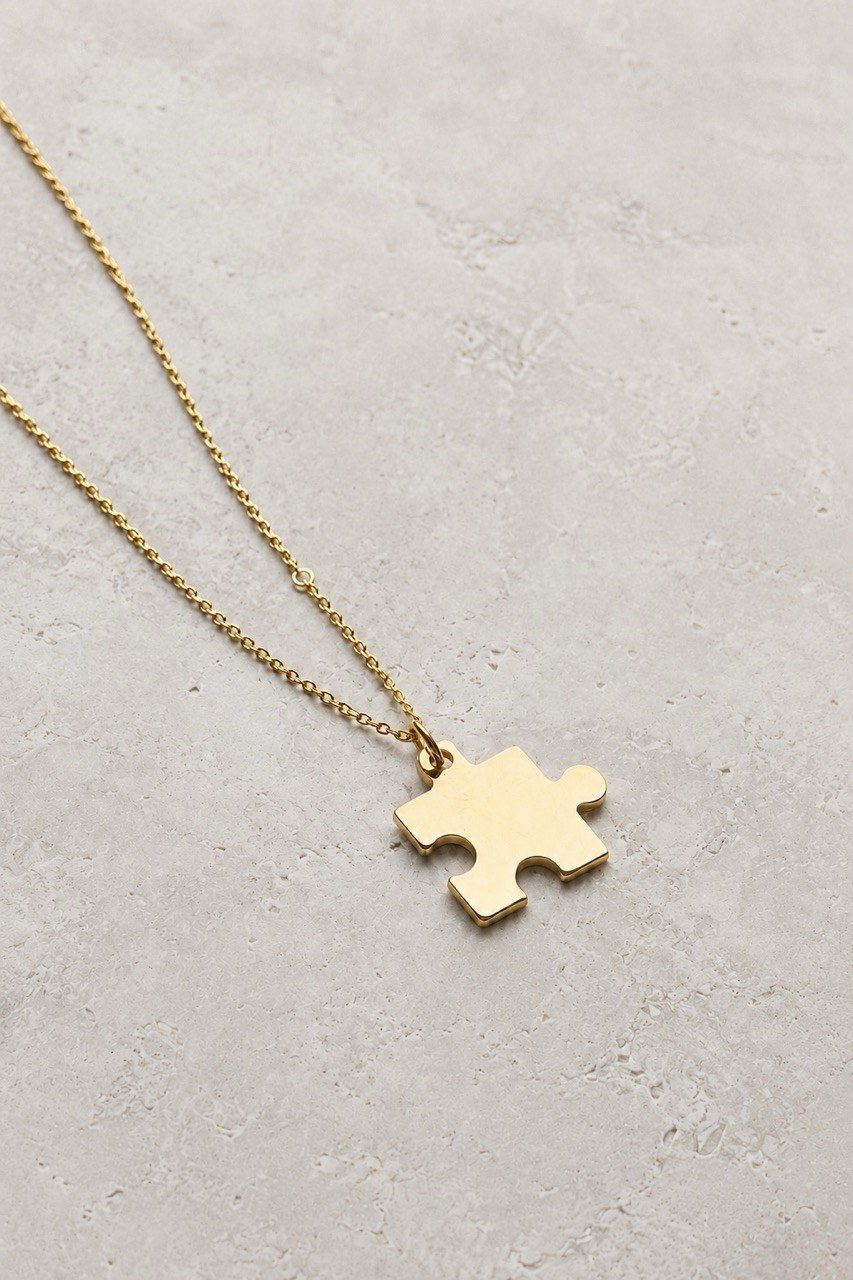 Puzzel Gümüş Kolye (gold)
