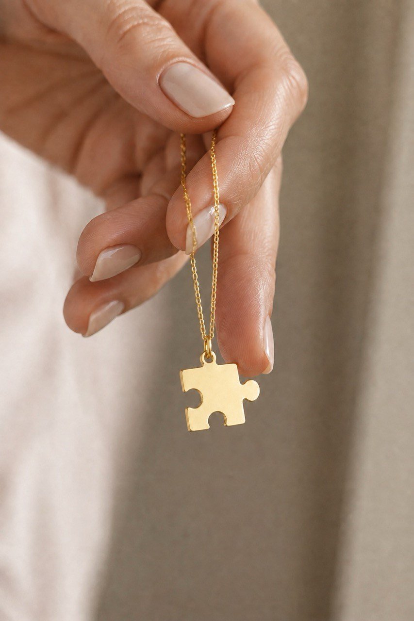 Puzzel Gümüş Kolye (gold)