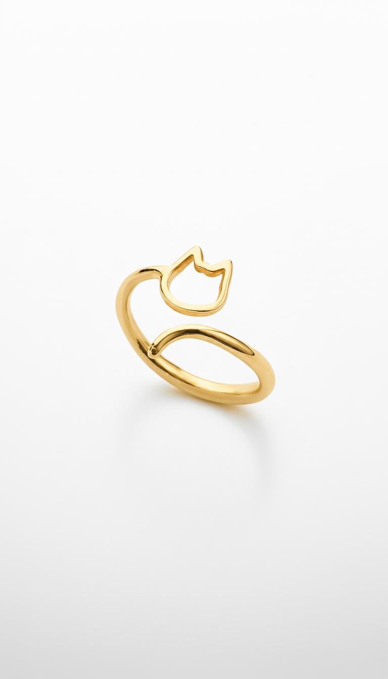 Sarmal Kedi Gümüş Yüzük (gold) 