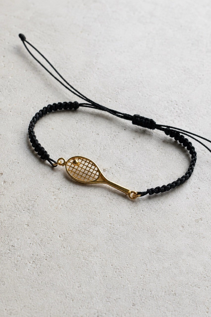 Tenis Raketi Gümüş Bileklik (Gold)