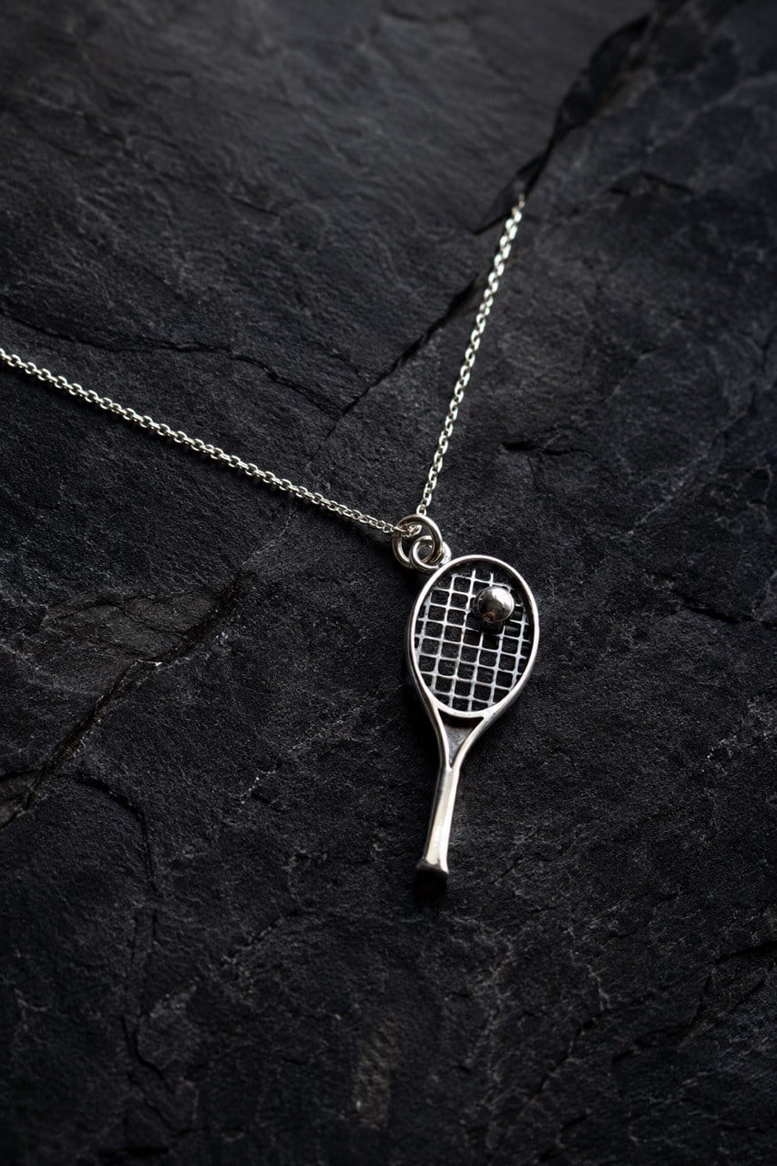 Tenis Raketi Gümüş Kolye