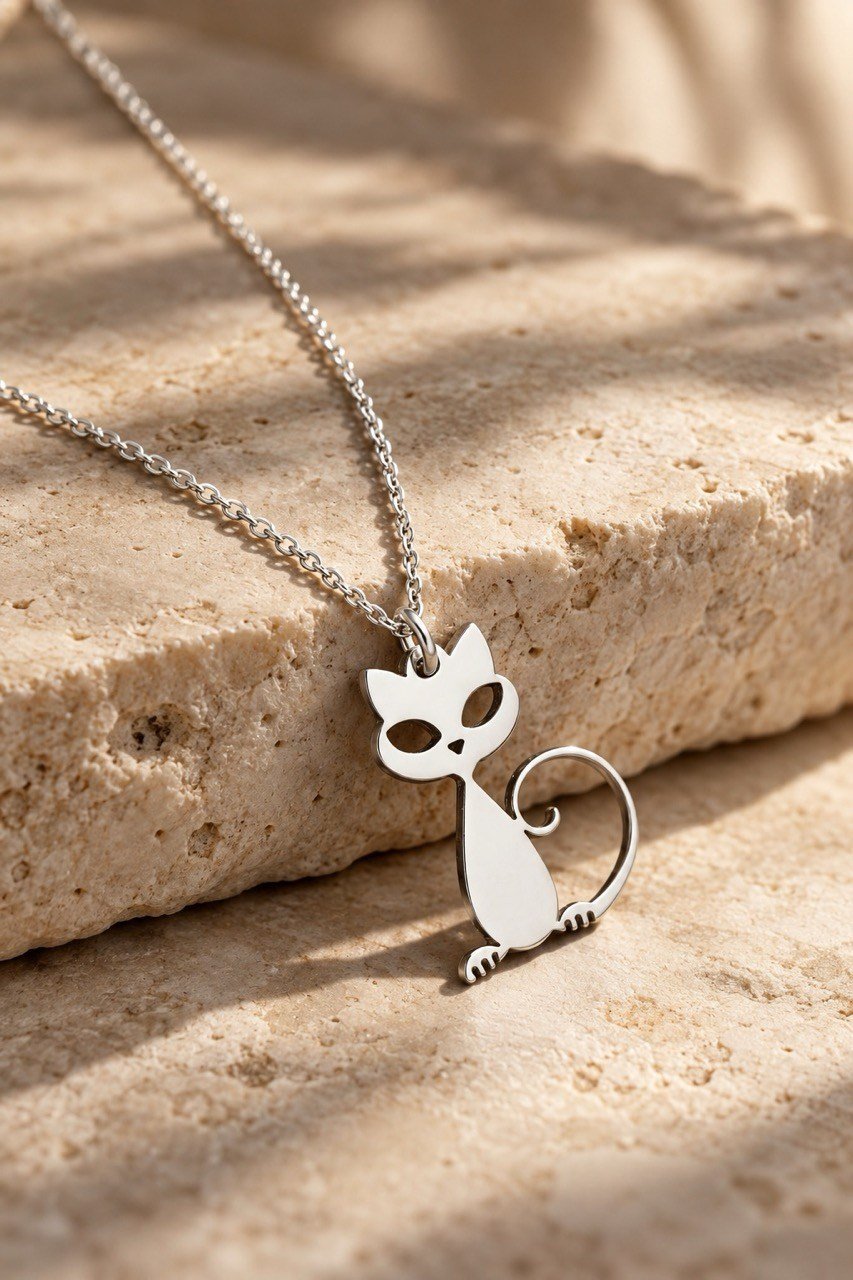 Uzaylı Kedi Gümüş Kolye