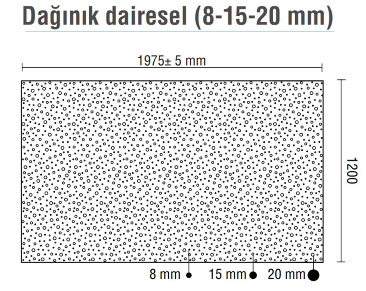 DALSAN AKUSTIK DAGINIK DAIRESEL 1.20mX2m 8-15-20MM delikli