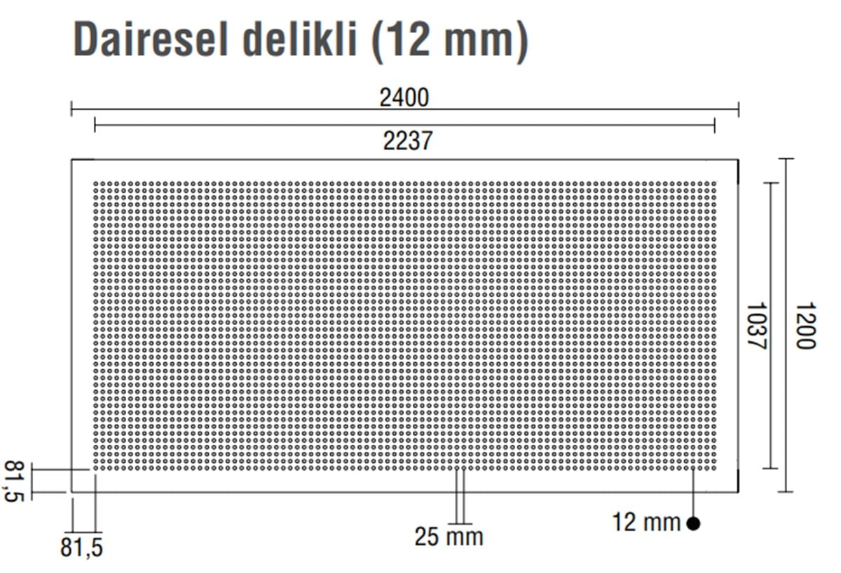DALSAN AKUSTIK DAIRESEL 1.20mX2.40m 12mm delikli