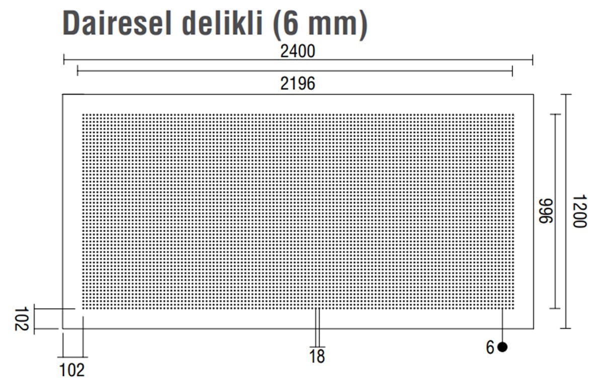 DALSAN AKUSTIK DAIRESEL 1.20mx2.40m 6mm delikli