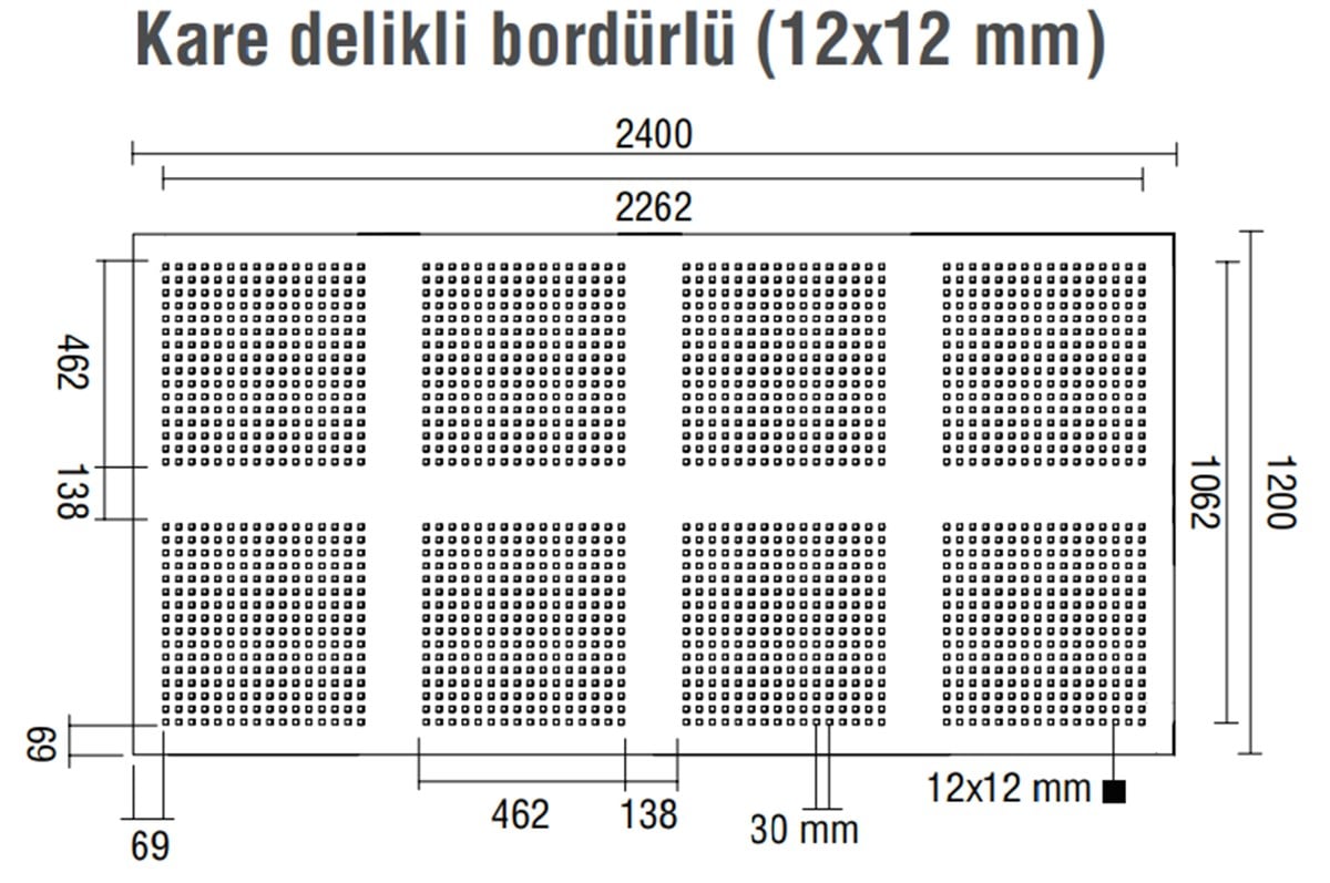 DALSAN AKUSTIK KARE BORDÜRLÜ 1.20mx2.40m 12mm delikli