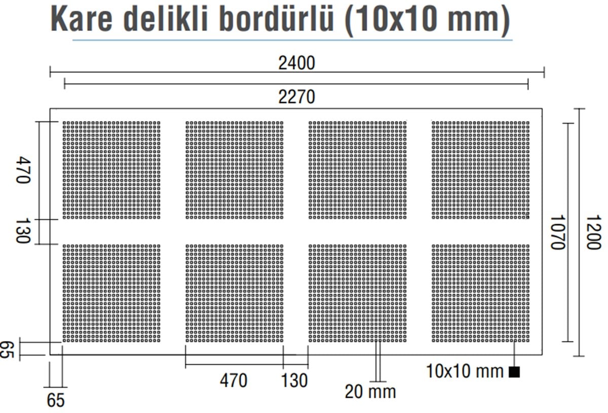 DALSAN AKUSTIK KARE BORDÜRLÜ 1.20mx2.40m 10 mm delikli