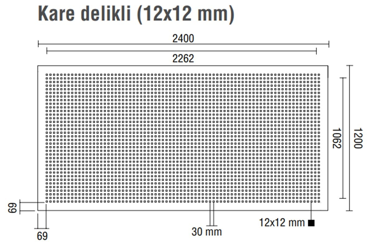 DALSAN AKUSTIK KARE-TAM LEVHA 1.20mx2.40m 12 mm delikli
