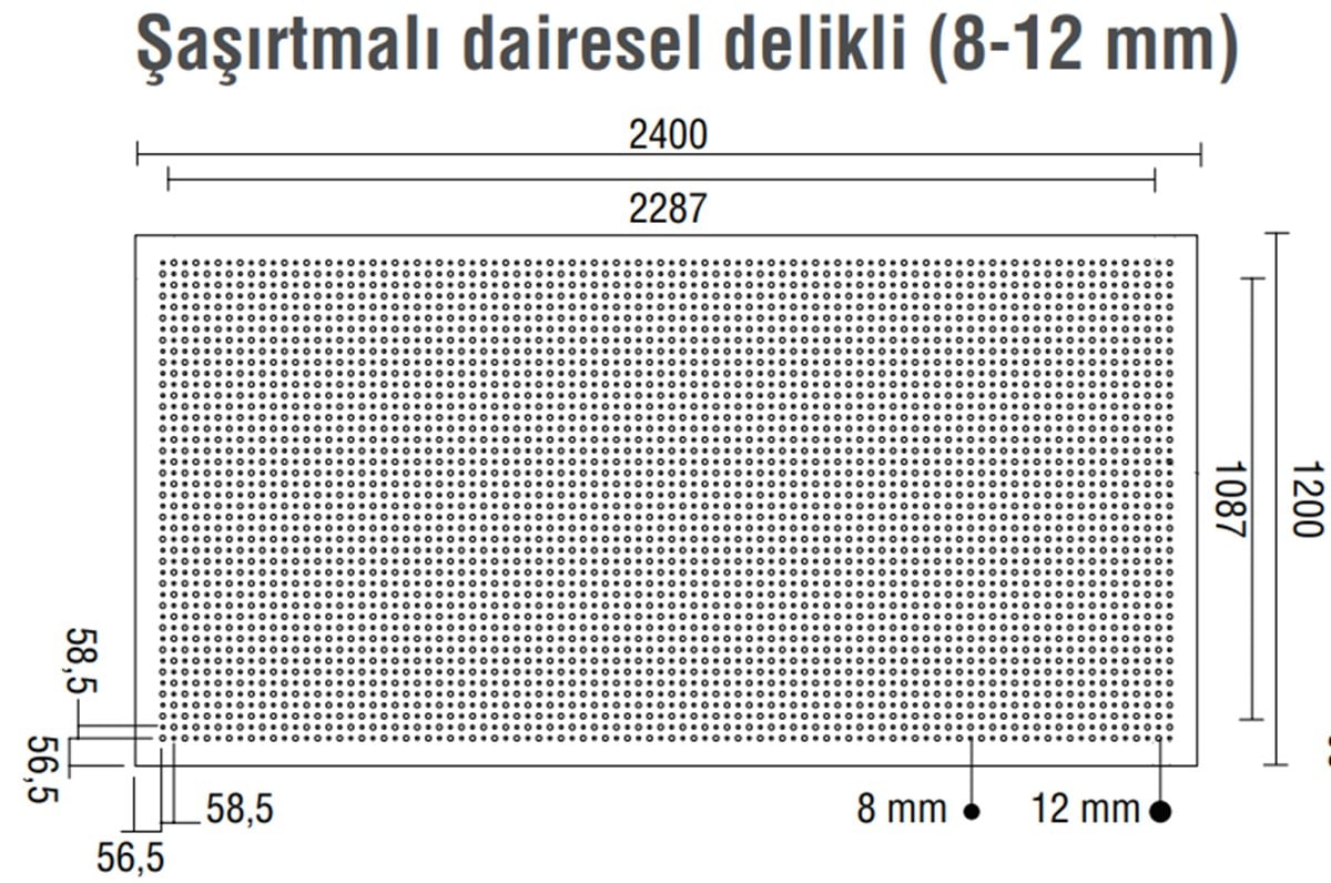 DALSAN AKUSTIK SASIRTMALI DAIRESEL 1.20mx2.40m 8-12MM delikli