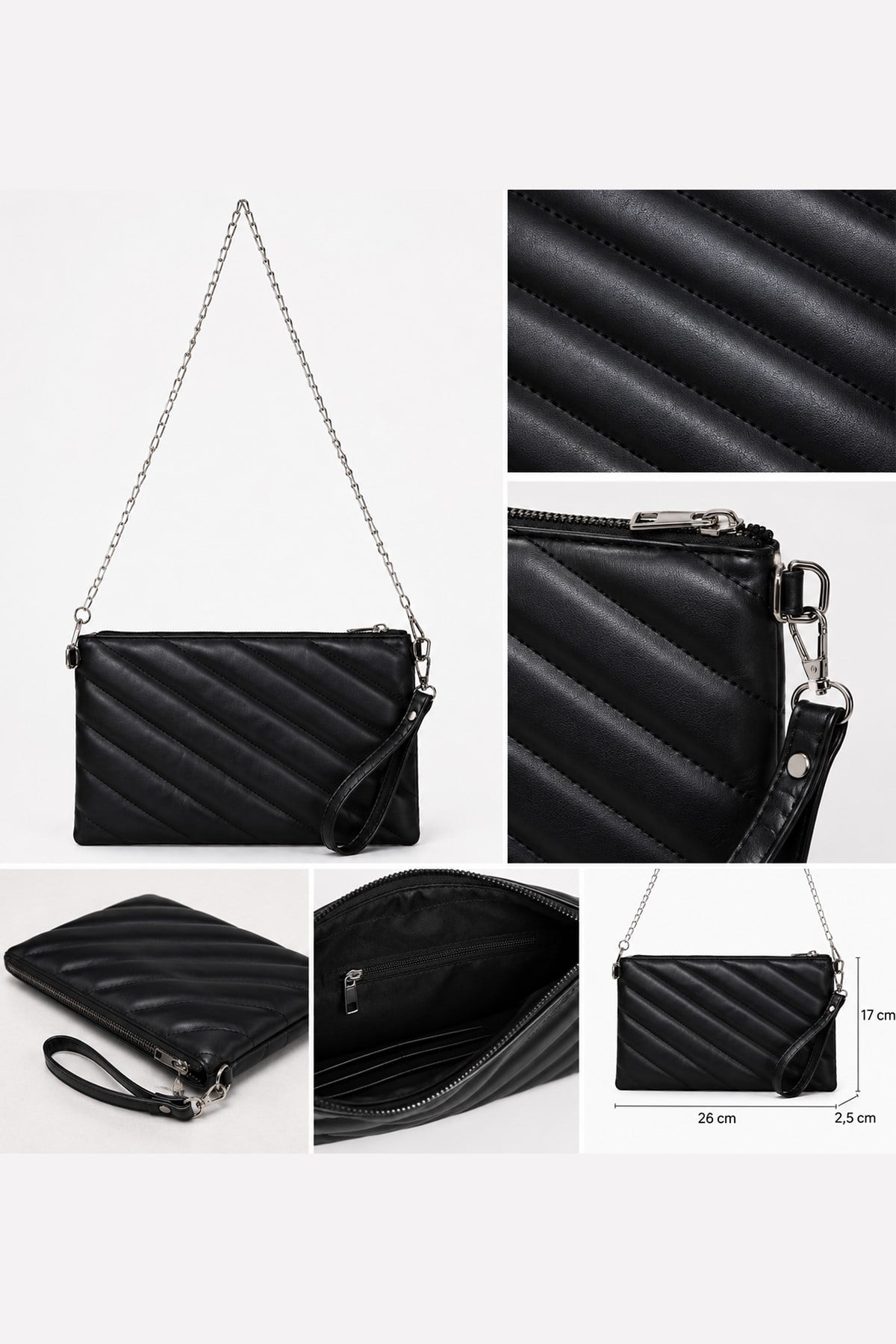 PREMİUM NAKIŞLI Portföy & Clutch Çanta Siyah
