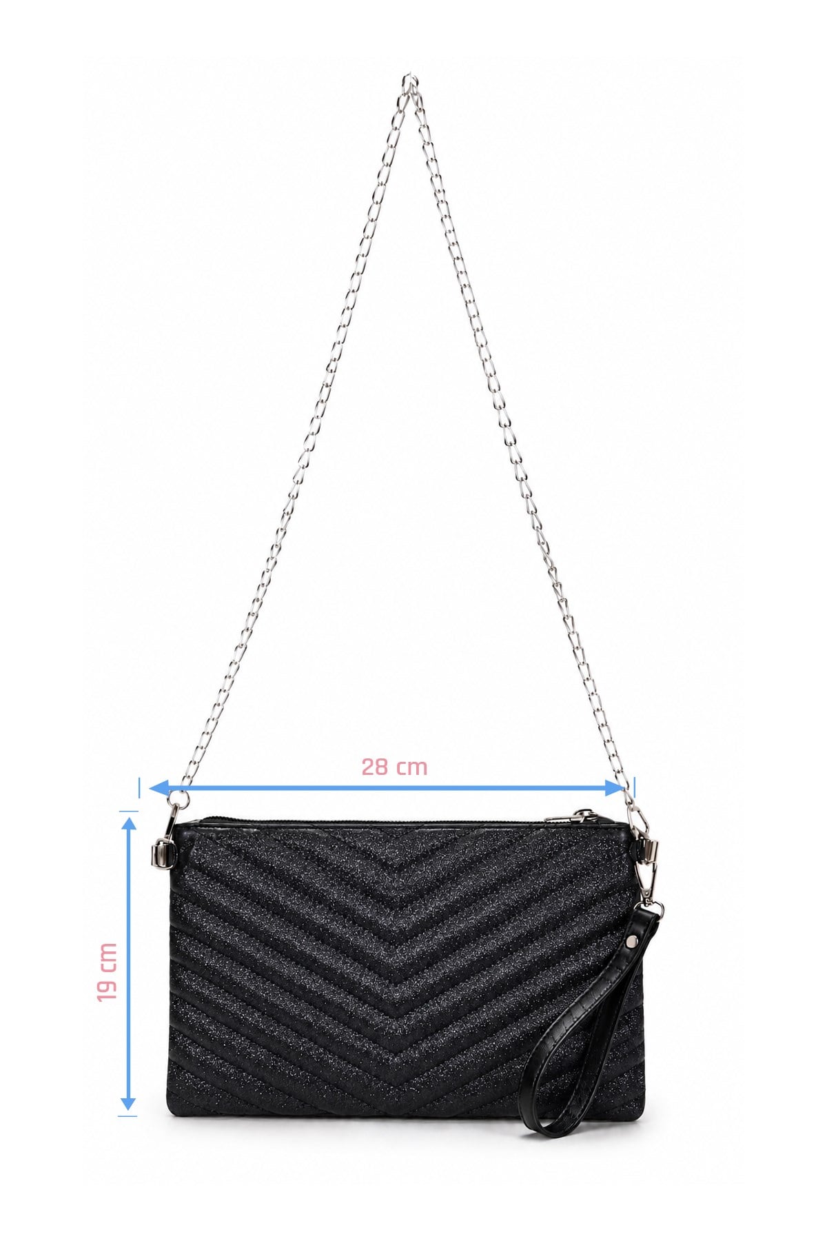 PREMİUM V NAKIŞ Portföy & Clutch Çanta Siyah SİMLİ