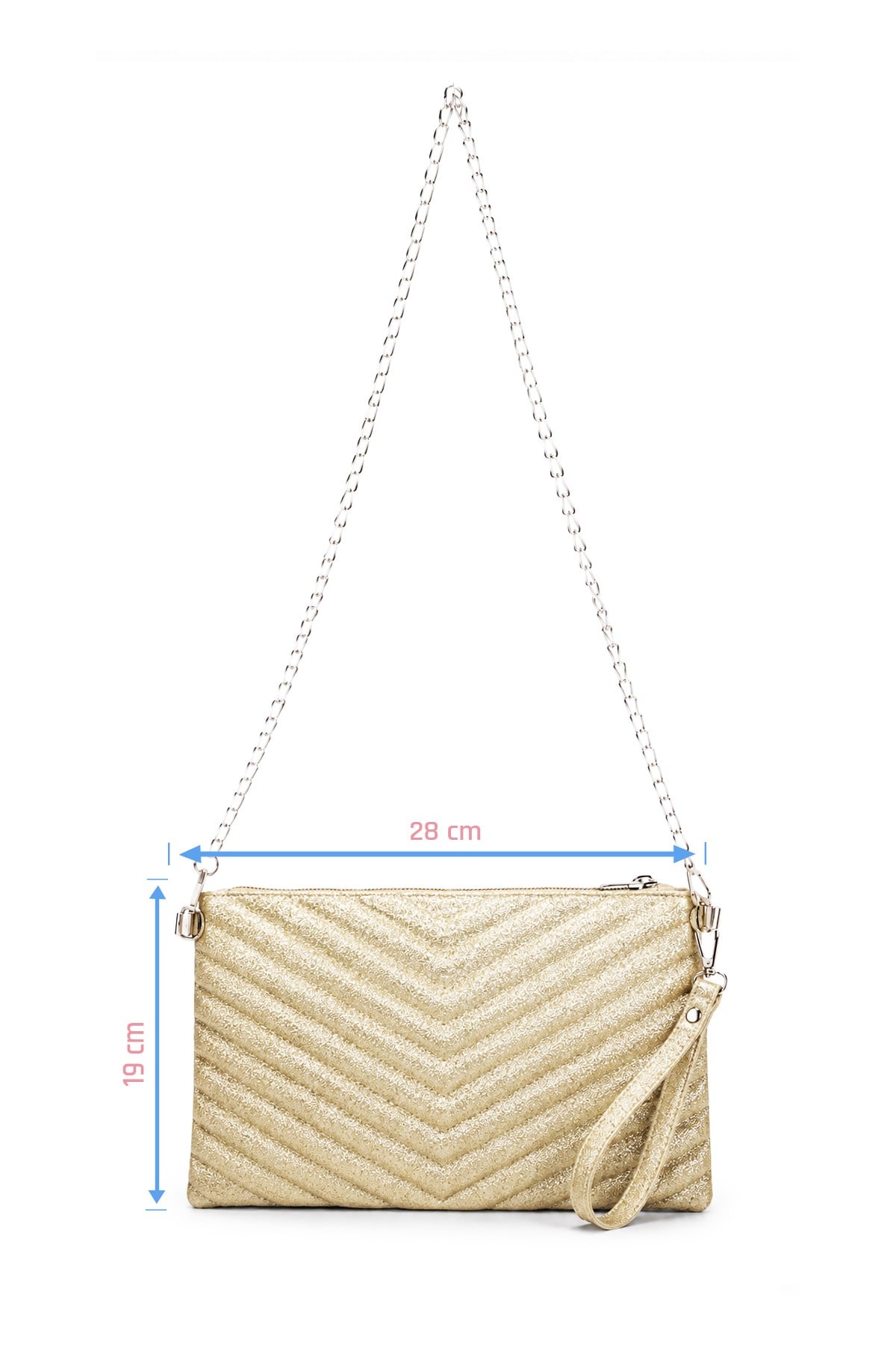 PREMİUM V NAKIŞ Portföy & Clutch Çanta Altın