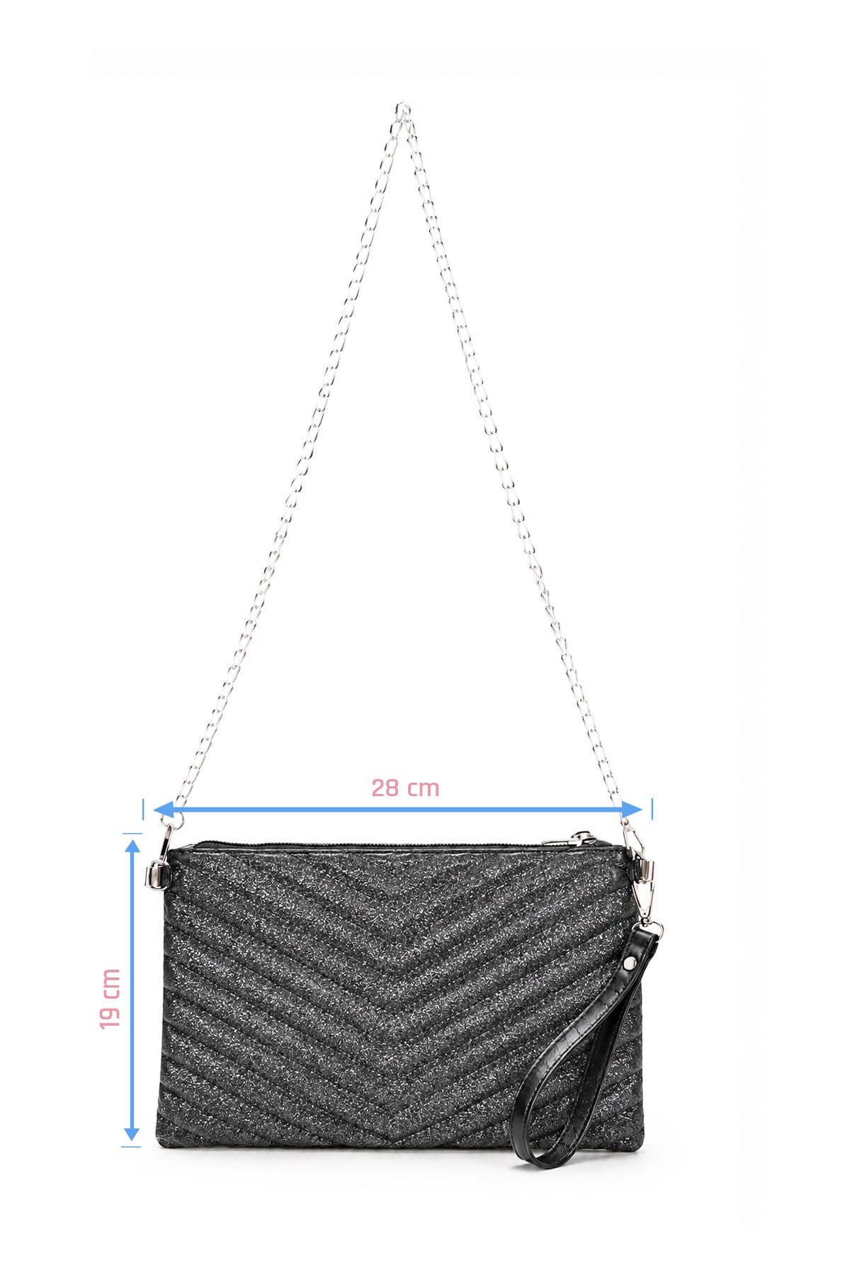 PREMİUM V NAKIŞ Portföy & Clutch Çanta ANTRASİT SİMLİ