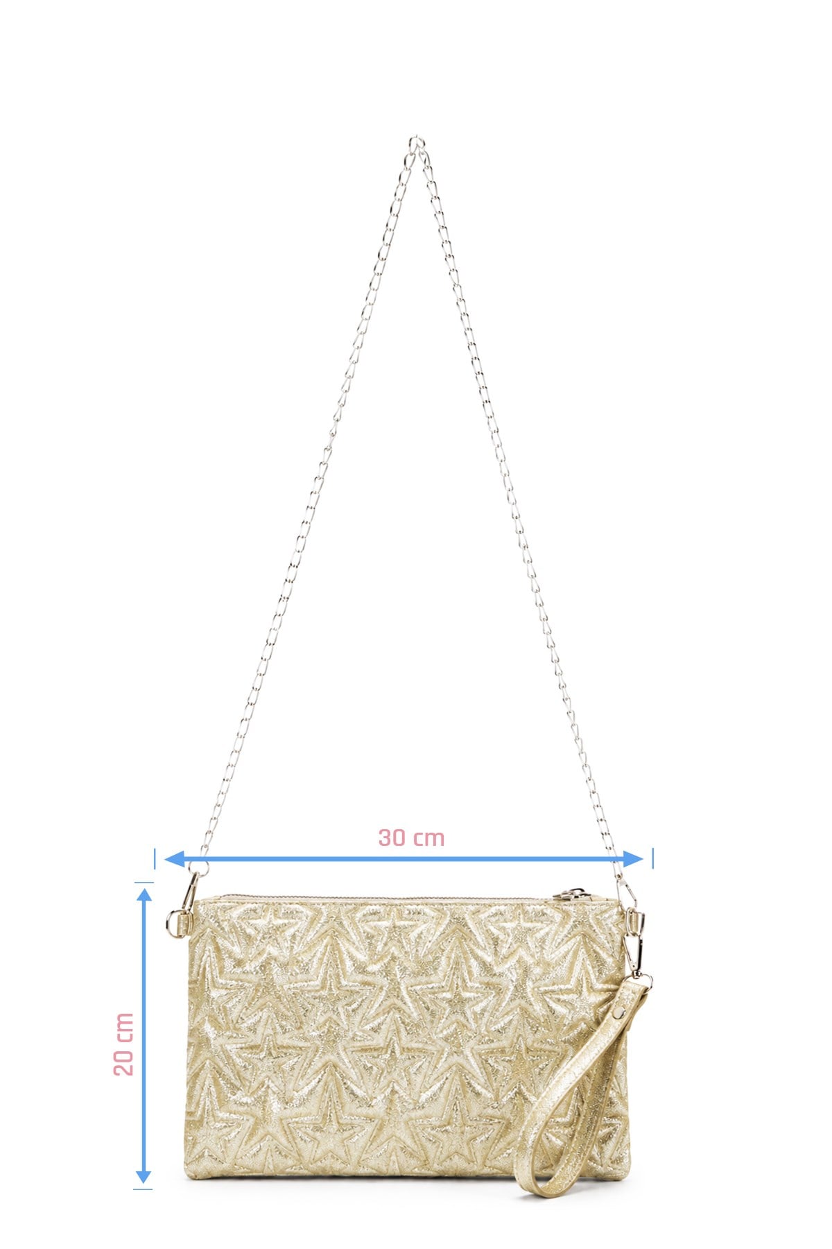 PREMİUM YILDIZLI Portföy & Clutch Çanta Altın simli