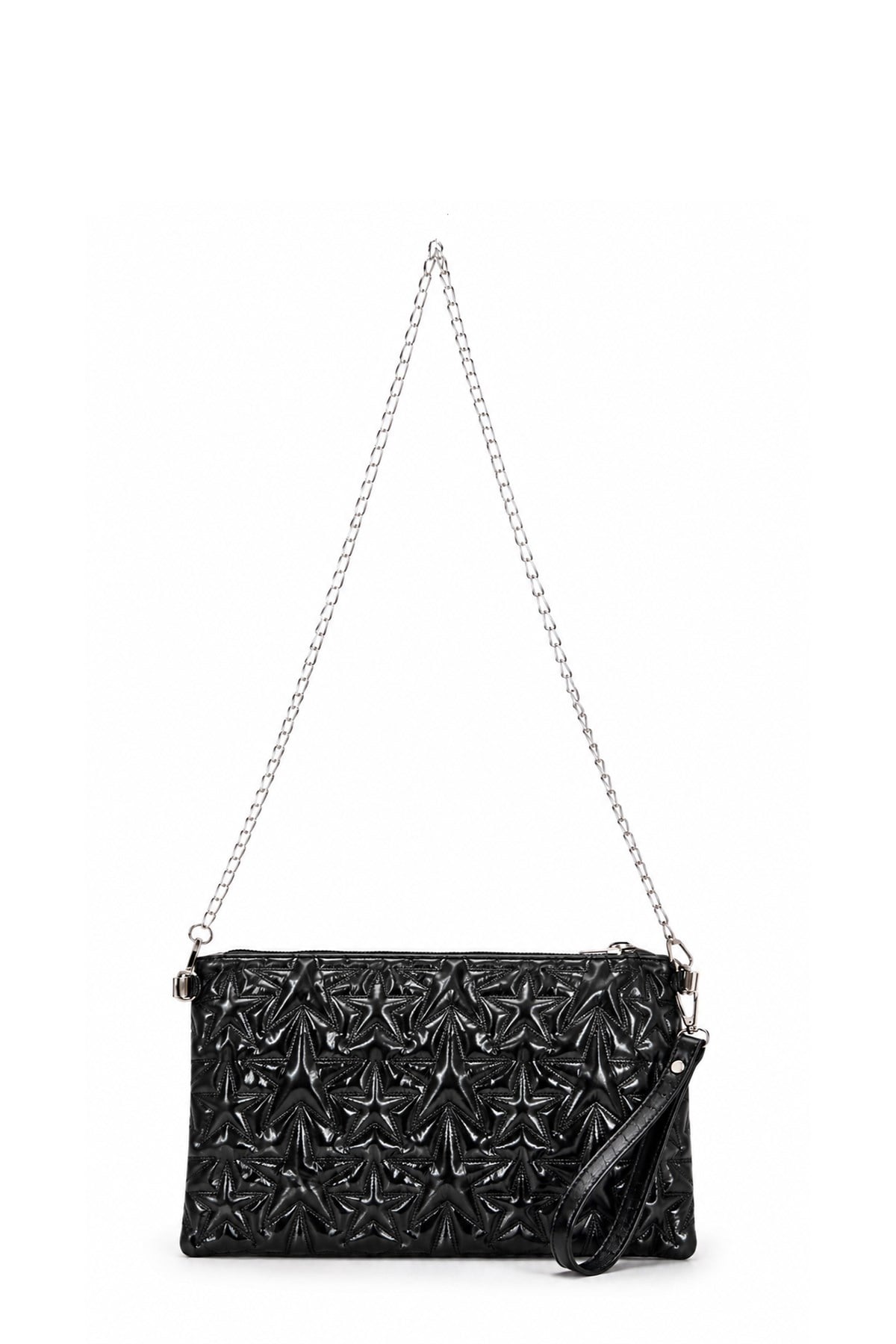 PREMİUM YILDIZLI Portföy & Clutch Çanta Siyah rugan parlak
