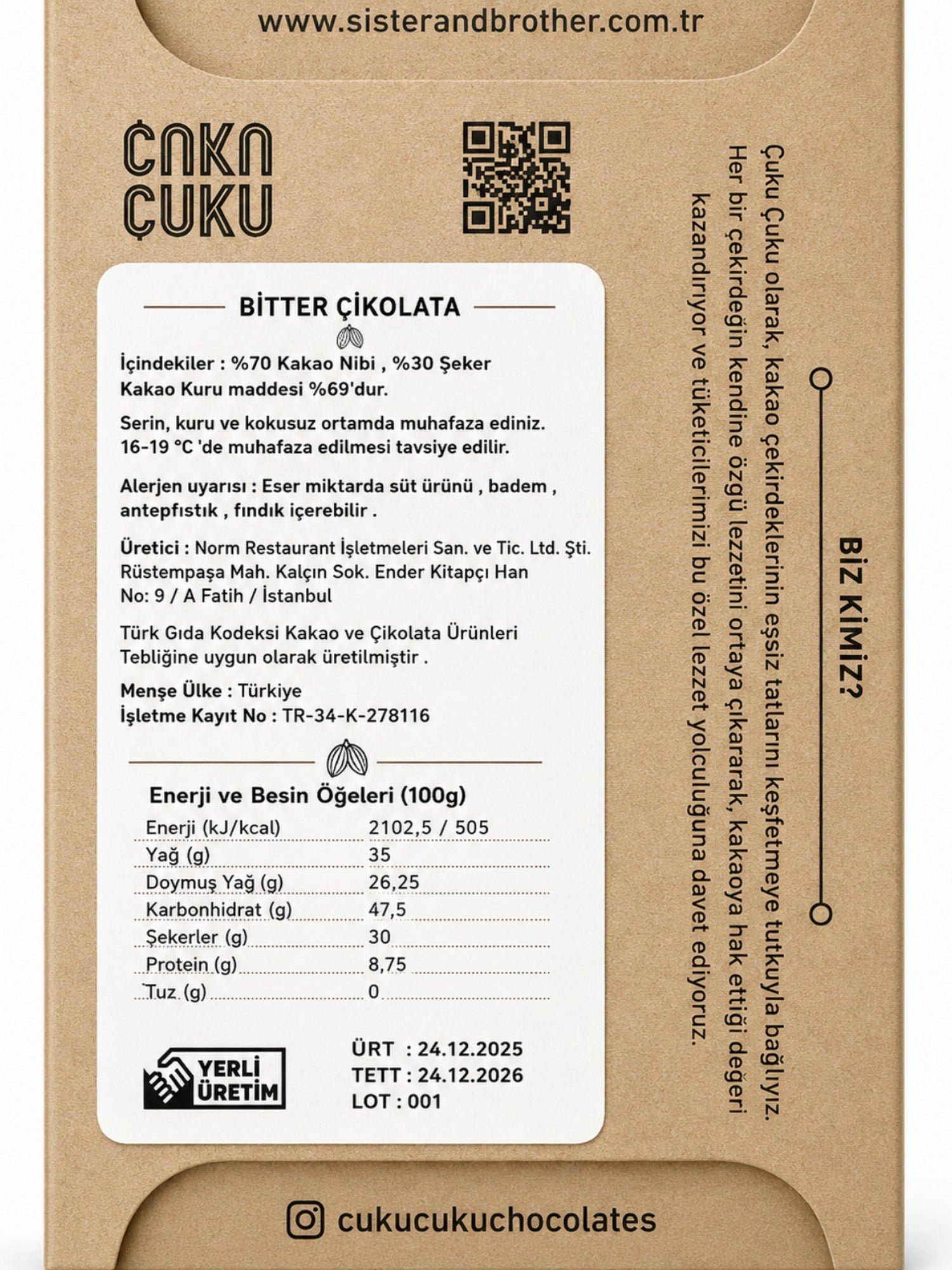 Çuku Çuku %80 Bitter Çikolata – Kakao