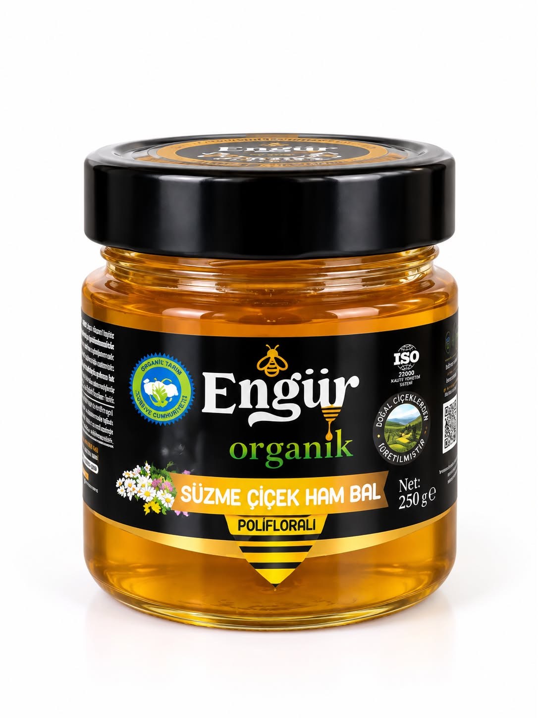 Engür Organik Süzme Çiçek Ham Bal 250 Gr