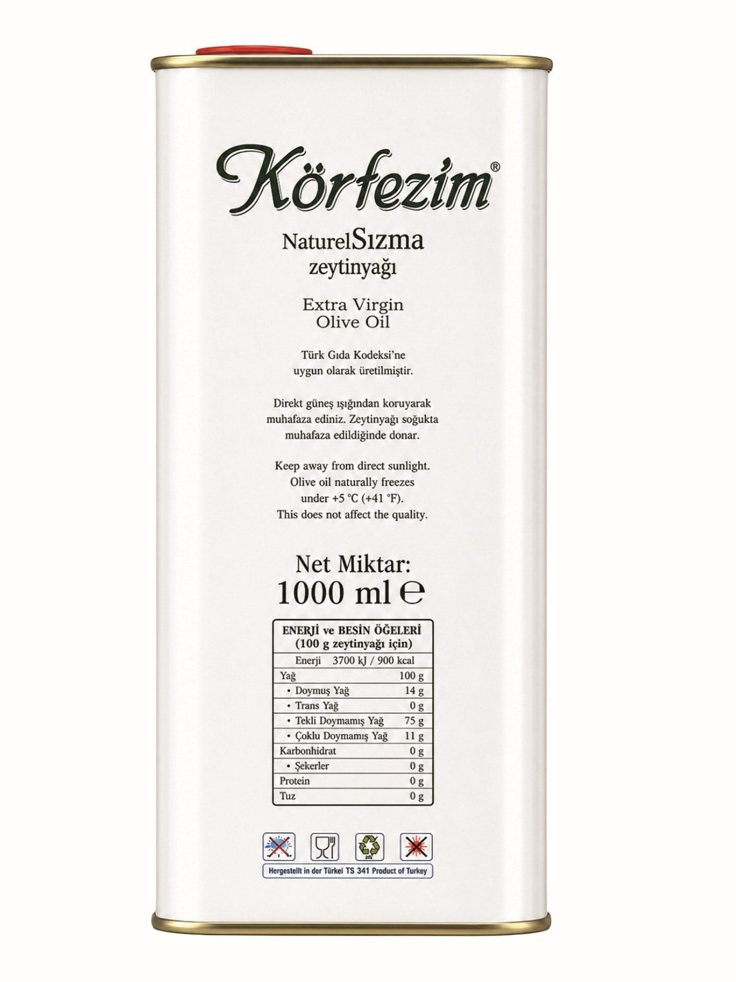 Körfezim Naturel Sızma Soğuk Sıkım Zeytinyağı Teneke Kutu - 1 Lt