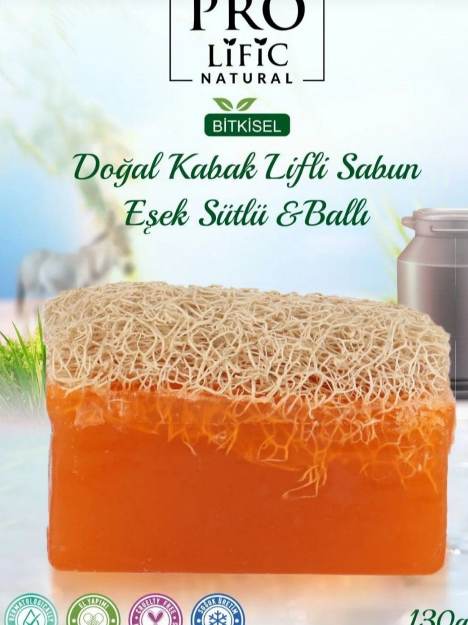 Pro Lific Natural Eşek Sütlü Ve Ballı Doğal Kabak Lifli Sabun