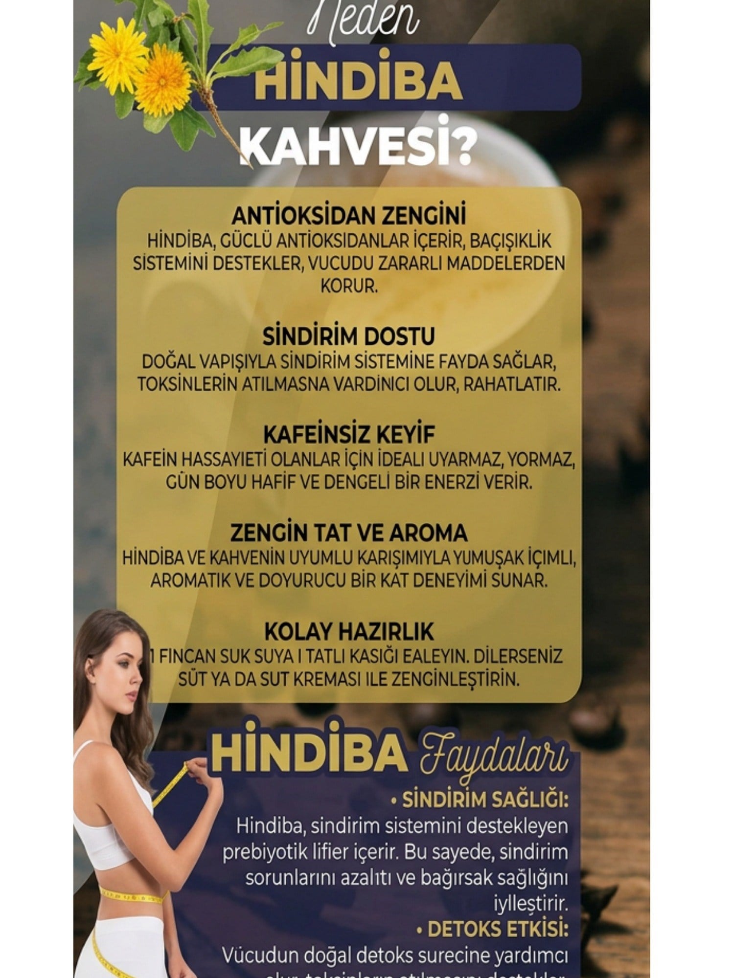 Vitaderma Hindiba Kahvesi 1 Aylık (60 Kullanım) Net 150Gr
