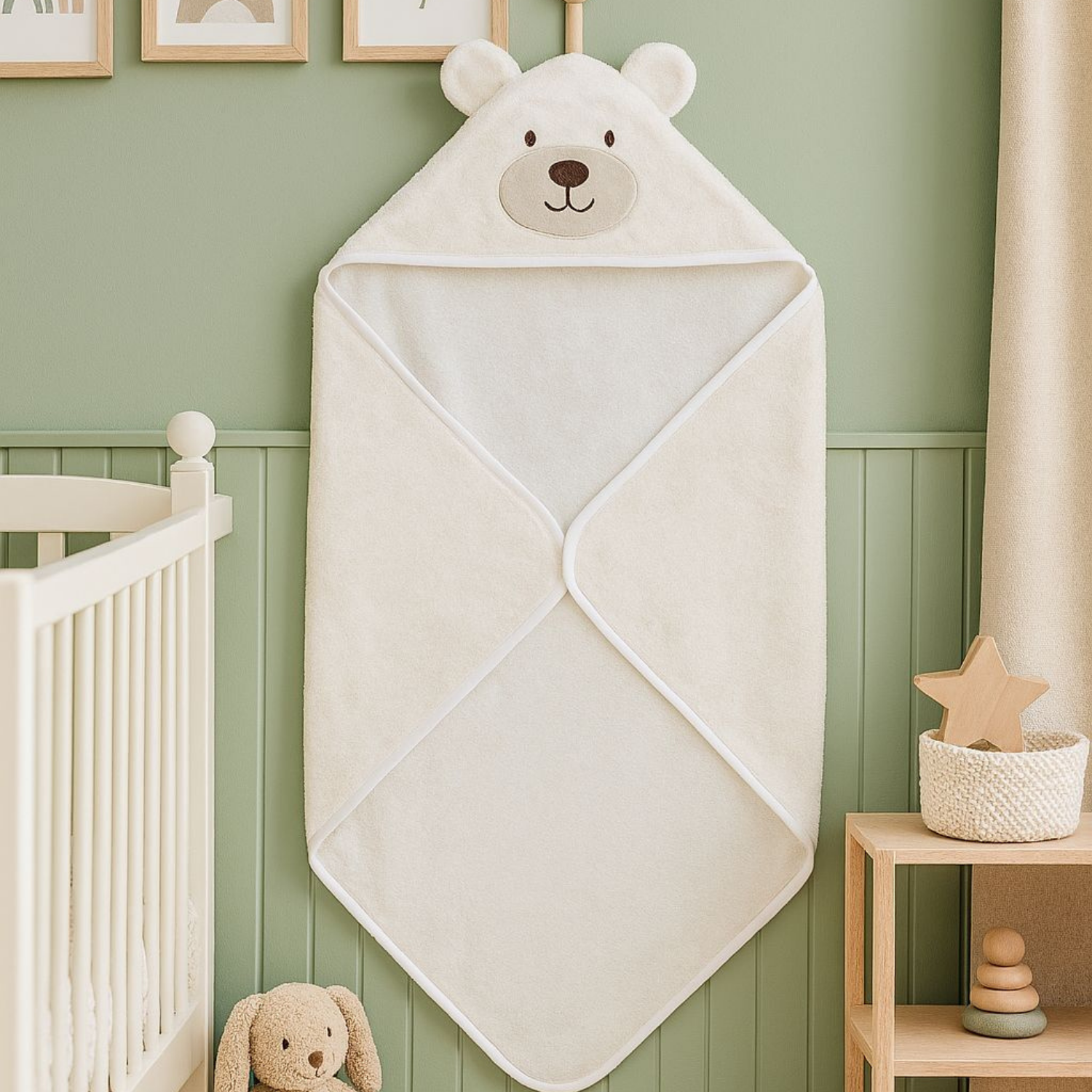 Havlu Kundak - %100 Pamuk Ayıcık Havlu Kundak Bej (75X75 CM) - Miespiga