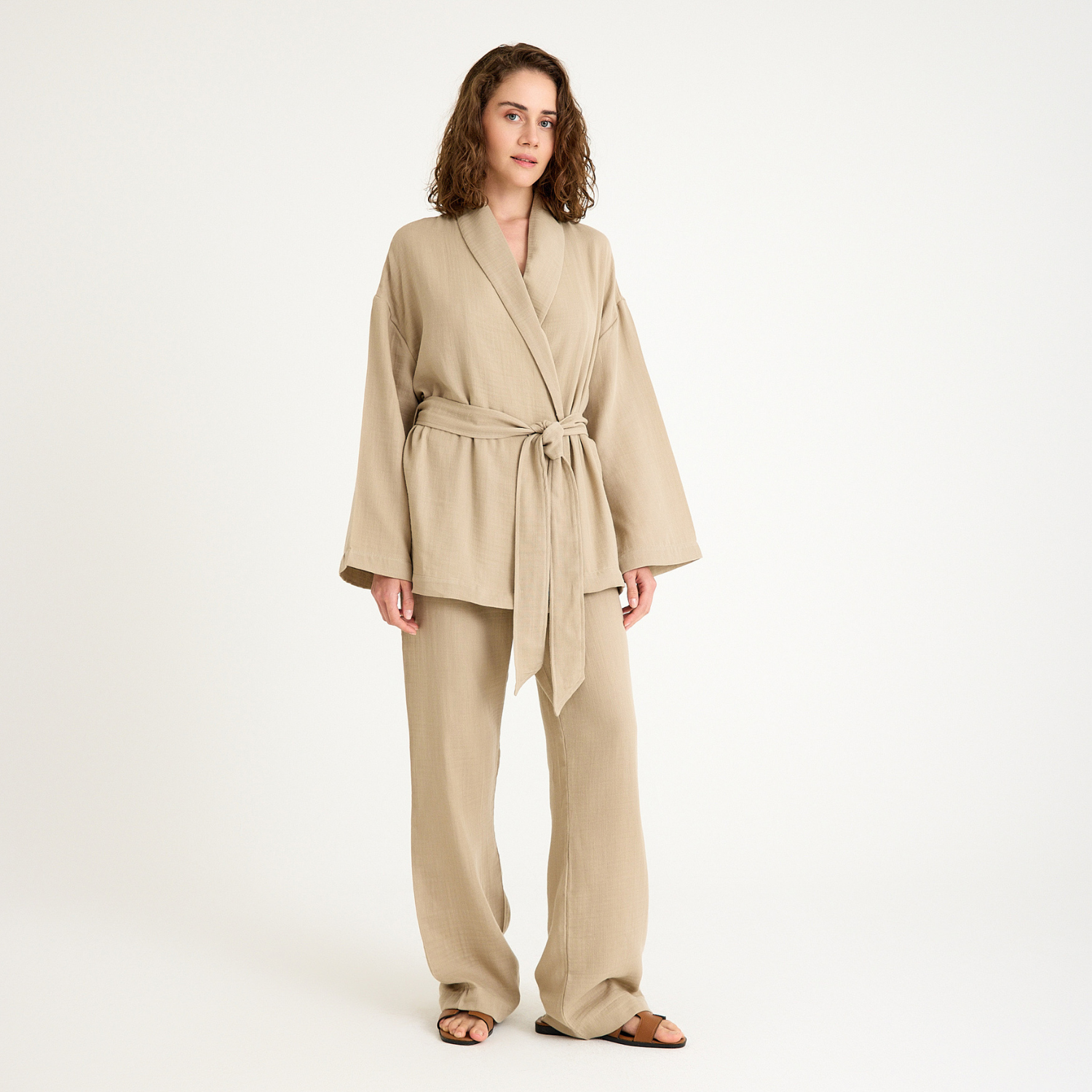 Müslin Pantolon - %100 Pamuk Beli Lastikli Kadın Müslin Pantolon - Miespiga