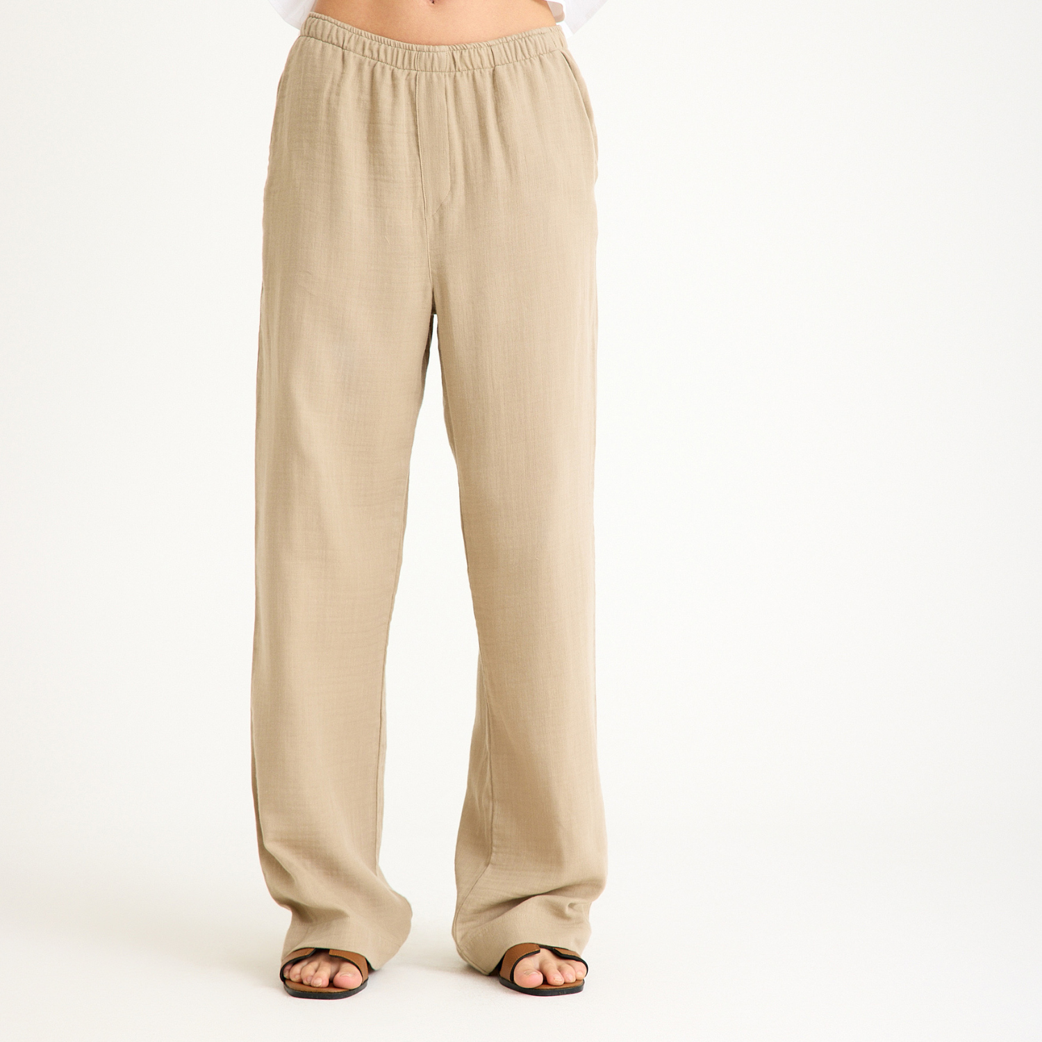 Müslin Pantolon - %100 Pamuk Beli Lastikli Kadın Müslin Pantolon - Miespiga