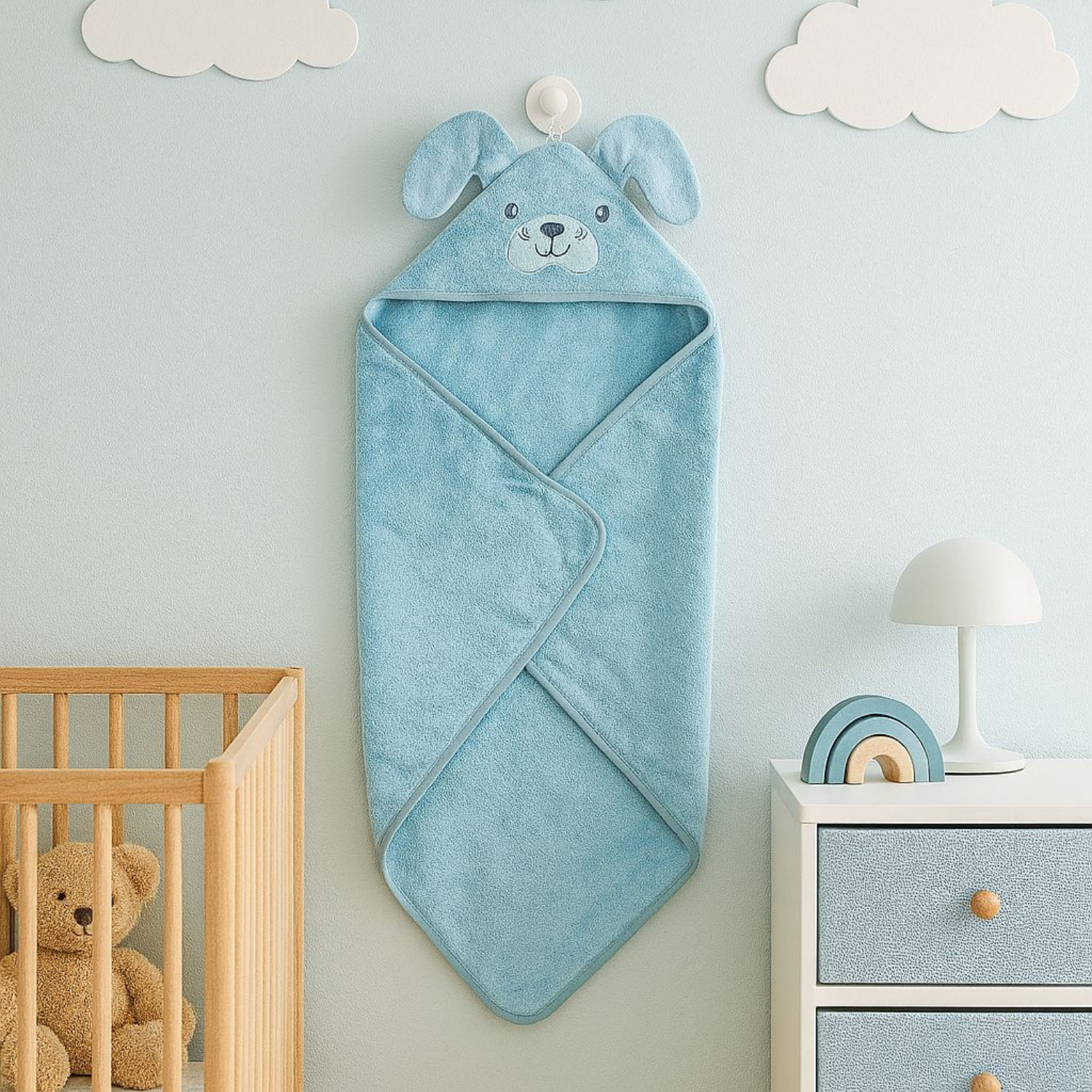 Havlu Kundak - %100 Pamuk Köpek Havlu Kundak Turkuaz (75X75 CM) - Miespiga