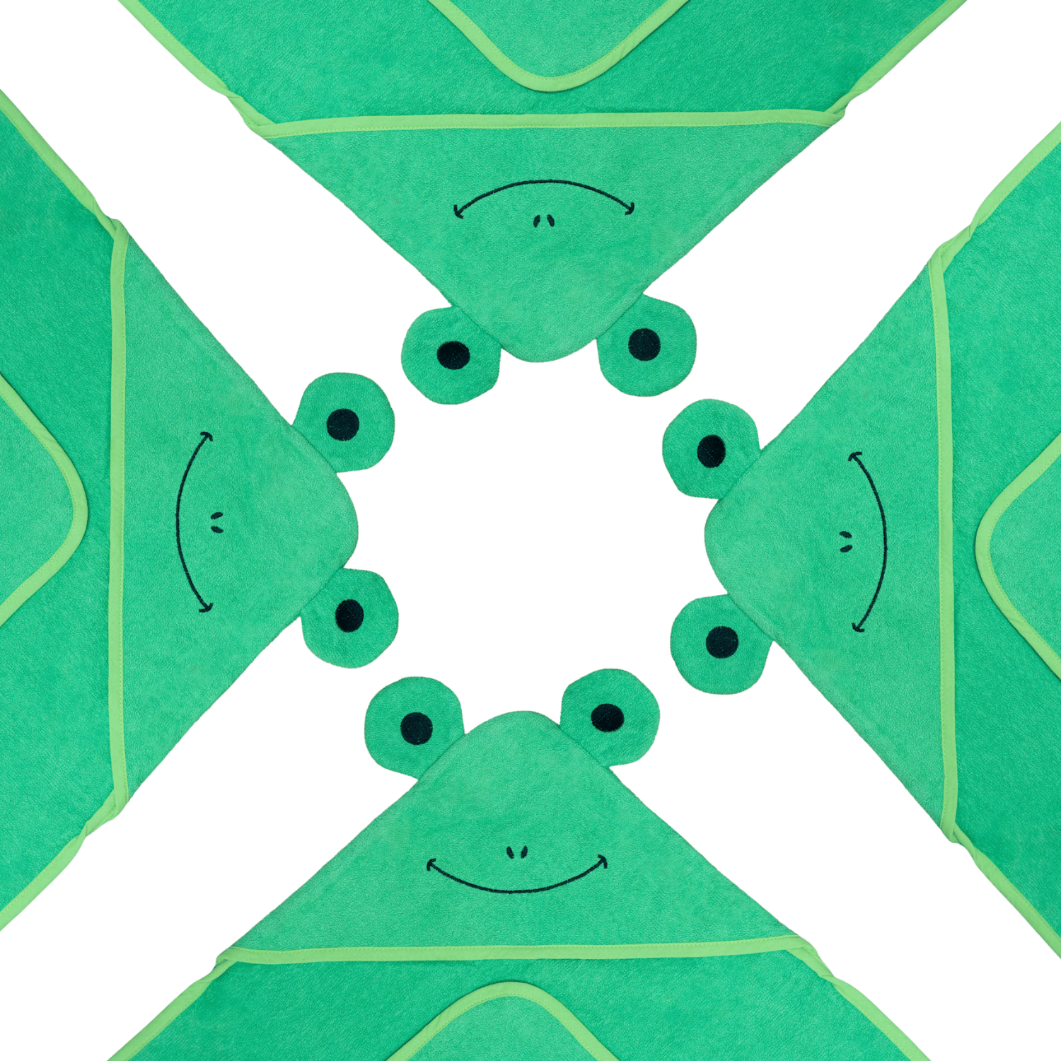 Havlu Kundak - %100 Pamuk Kurbağa Kundak Havlu Yeşil (75X75 CM) - Miespiga