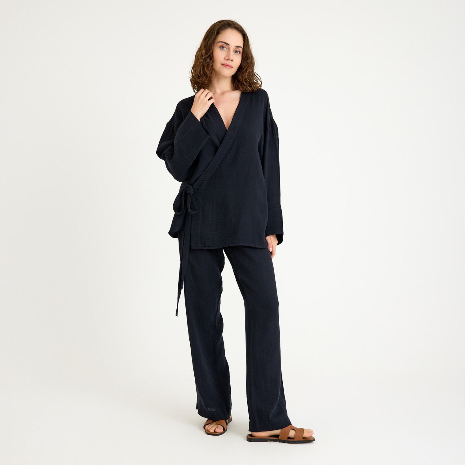 Müslin Pantolon - %100 Pamuk Rahat Kesim Kadın Müslin Pantolon - Miespiga