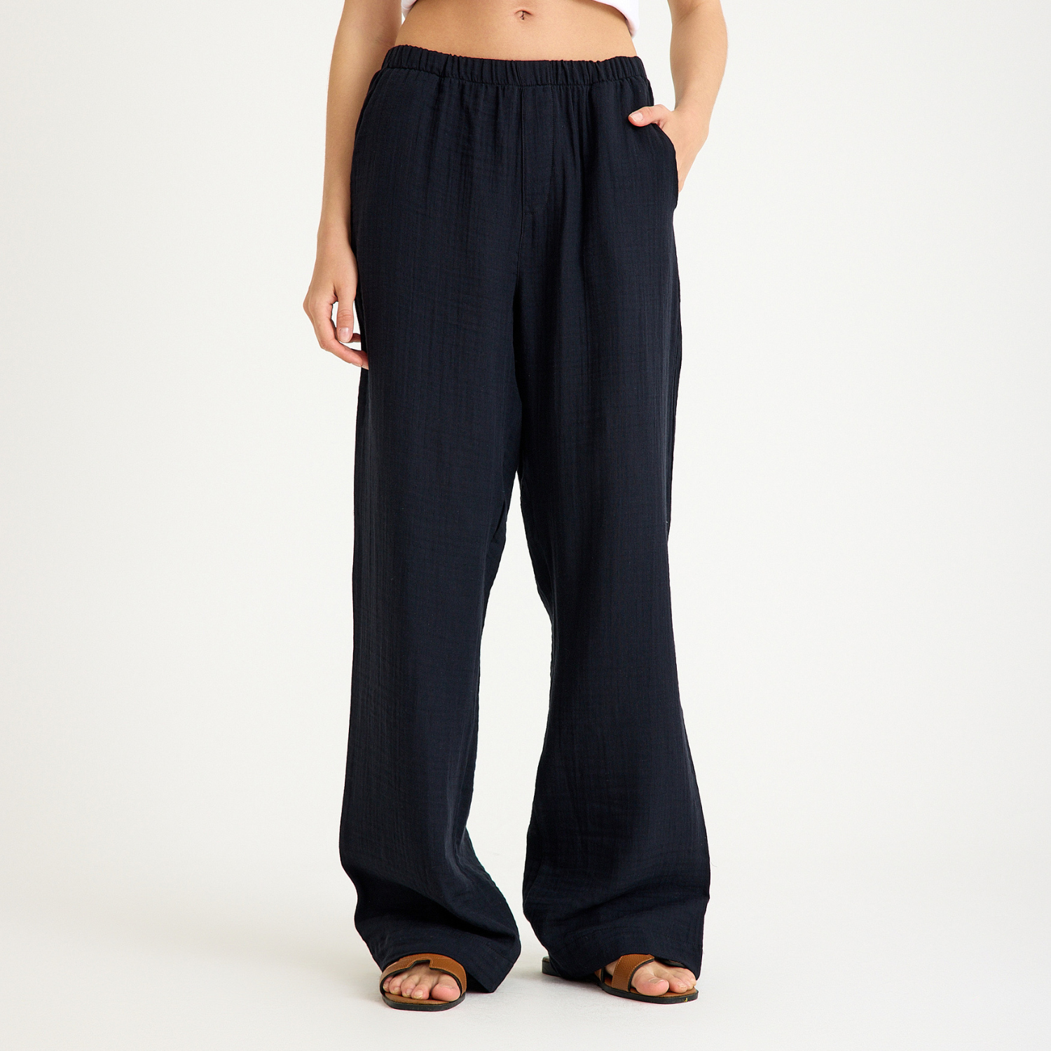 Müslin Pantolon - %100 Pamuk Rahat Kesim Kadın Müslin Pantolon - Miespiga