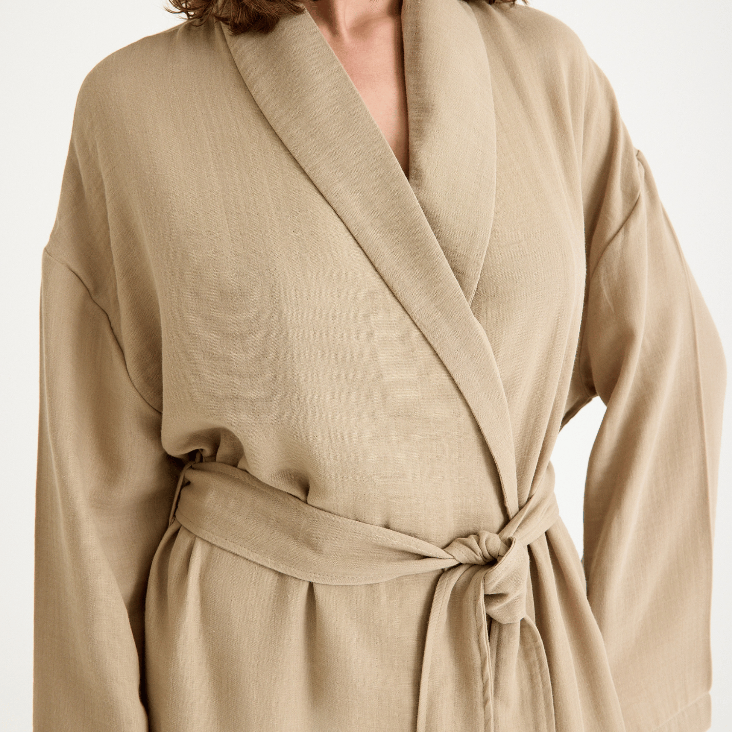 Kimono - %100 Pamuk Şal Yaka Kadın Müslin Kimono - Miespiga