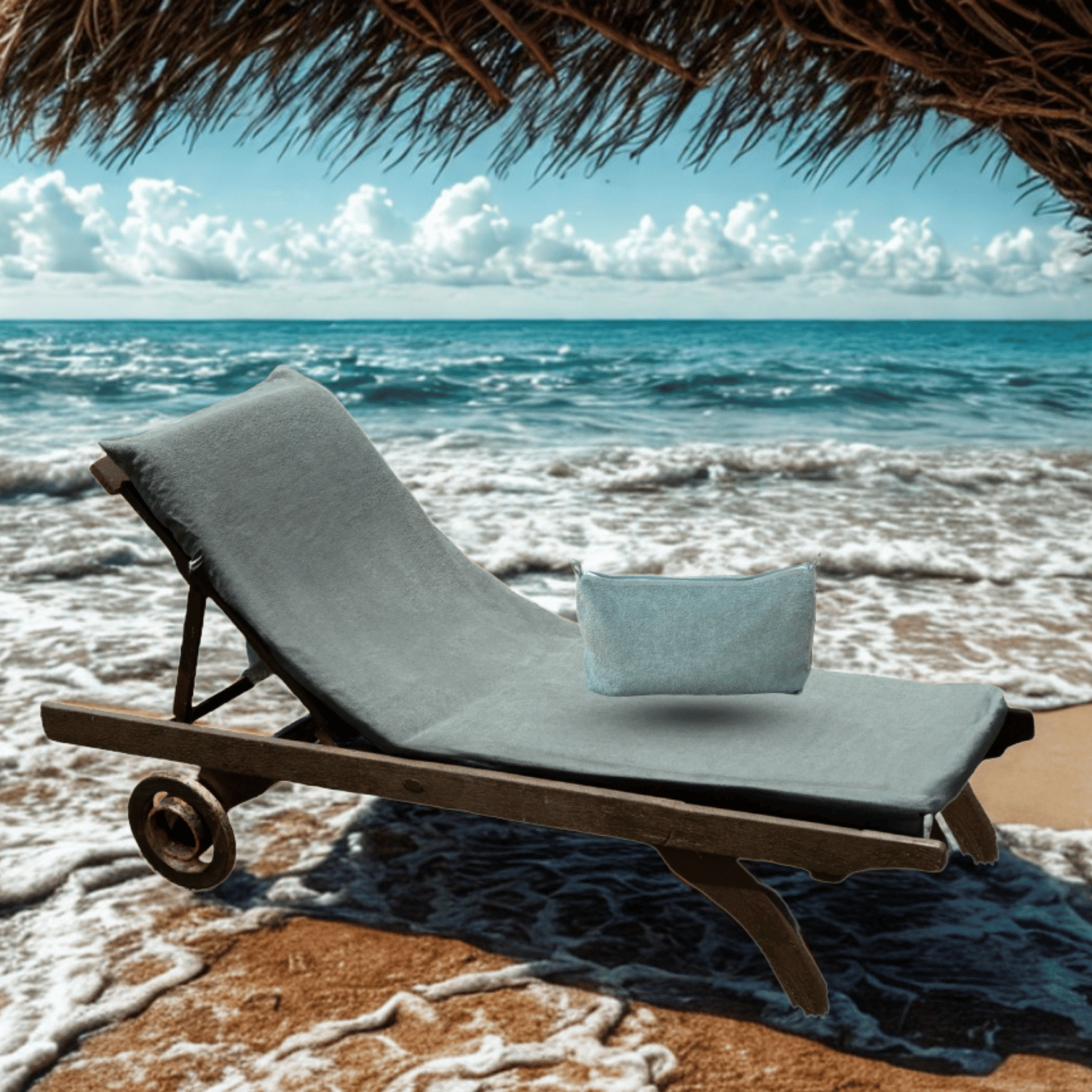 Şezlong Havlusu - %100 Pamuk Şezlong Havlusu ve Su Geçirmez Islak Kuru Mayo Çantası İkili Set - Miespiga