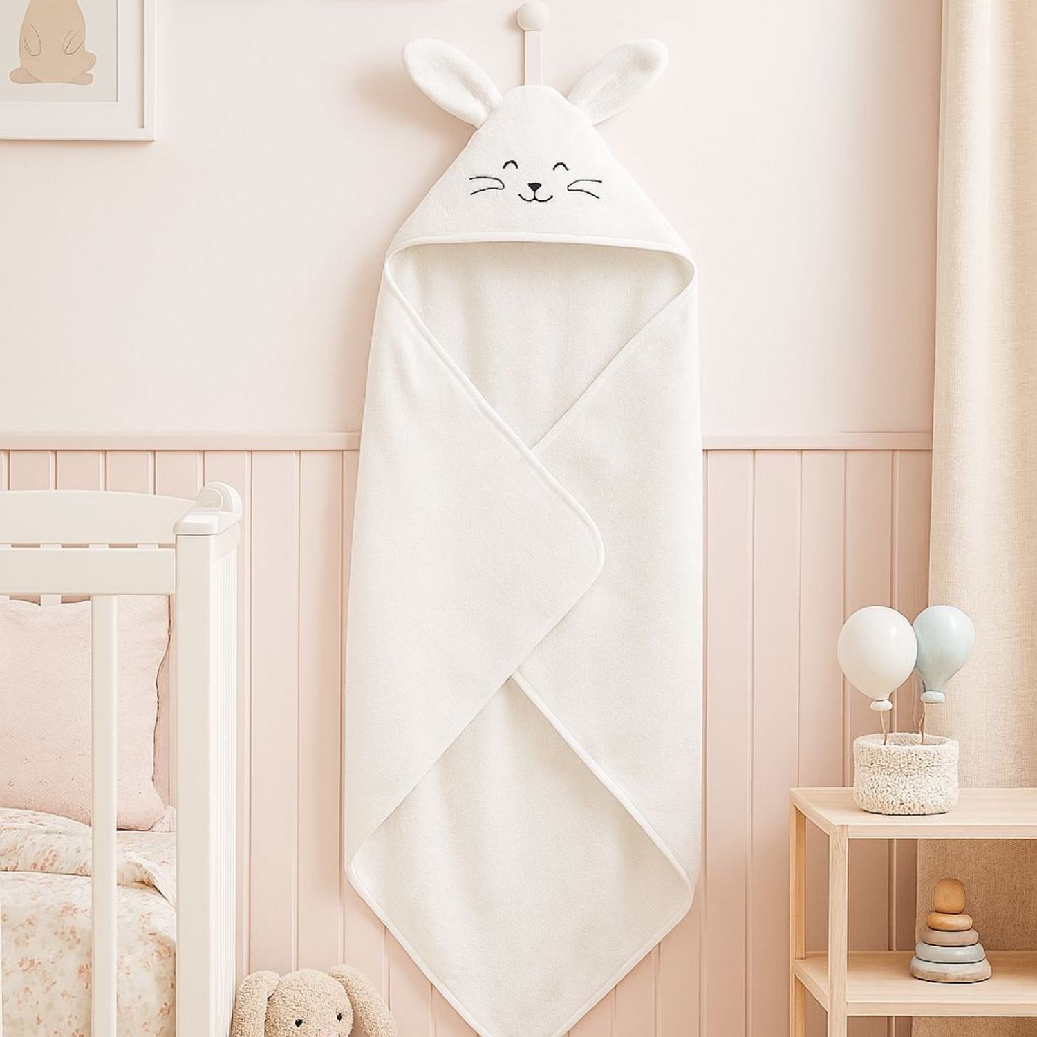 Havlu Kundak - %100 Pamuk Tavşan Havlu Kundak Ekru (75X75 CM) - Miespiga