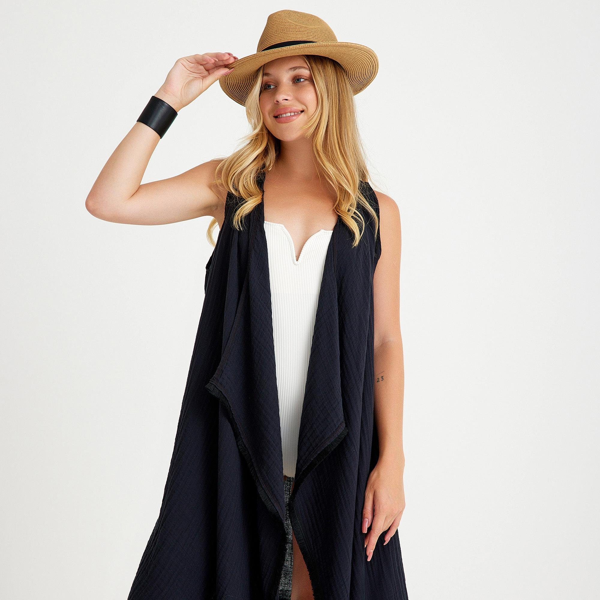 Plaj Elbisesi - %100 Pamuklu Dokuma Kemerli Püsküllü Plaj Elbisesi - Miespiga