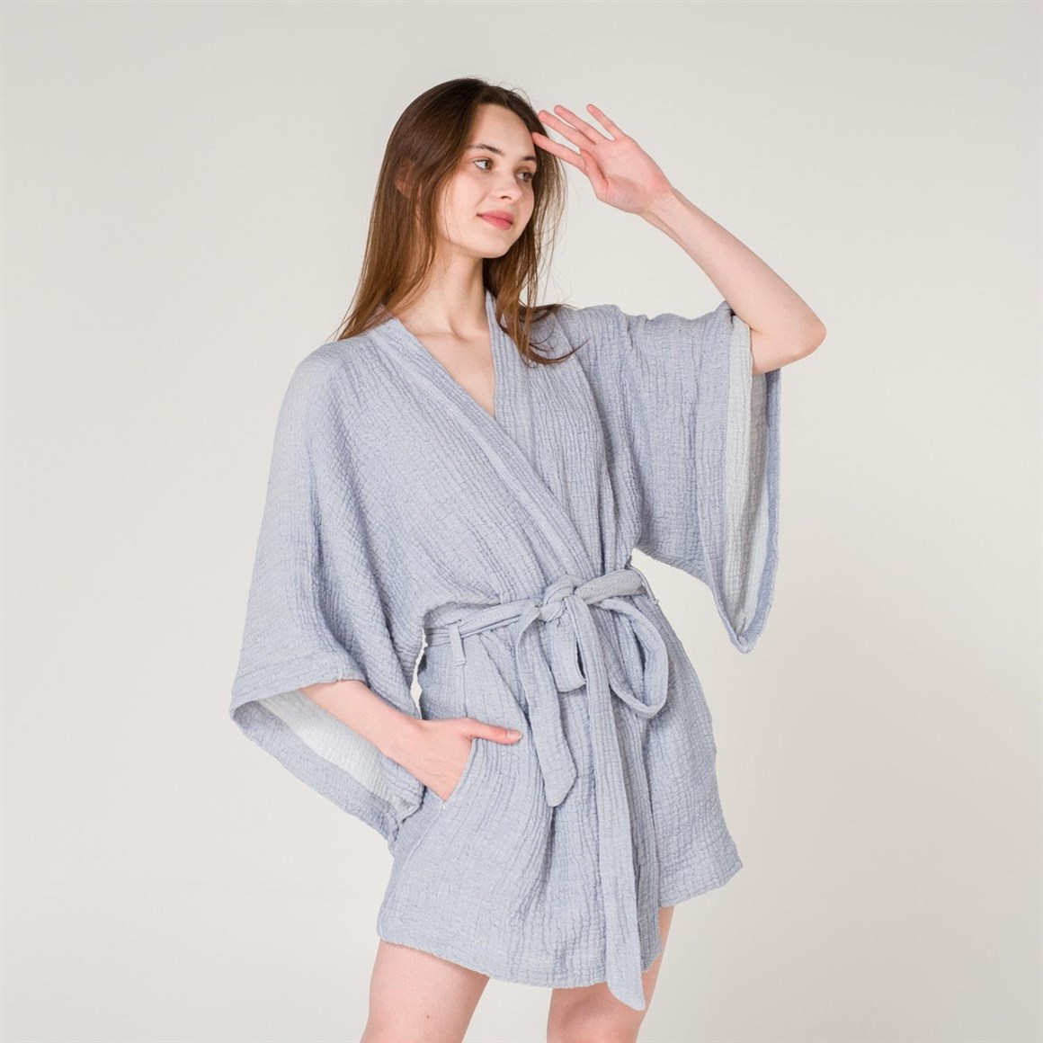 Kimono - Afrodit Yumuşak Bürümcük Müslin Plaj Kimono - Miespiga