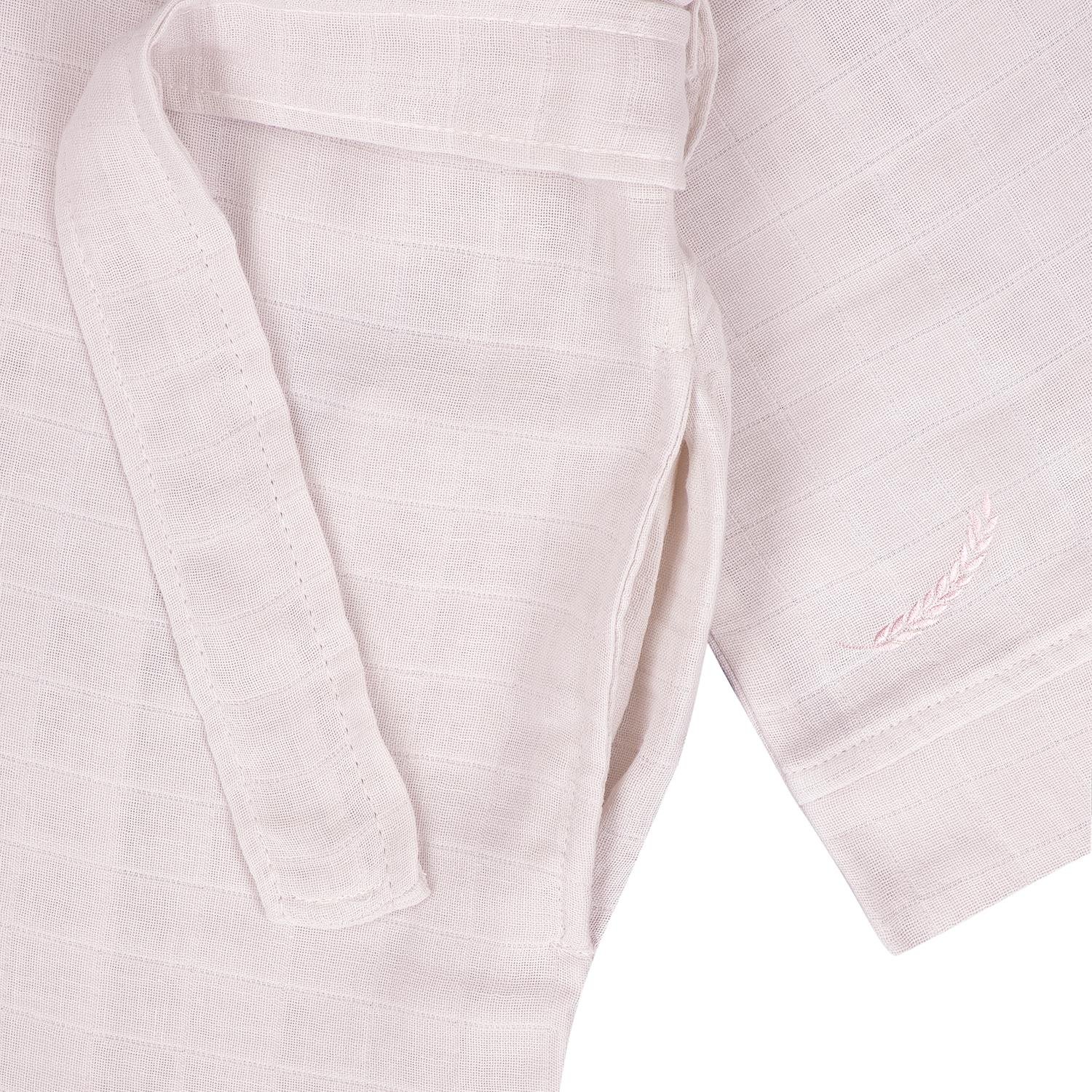 Müslin Bornoz - Başak Nakışlı Müslin Plaj Bornozu Açık Pembe - Miespiga