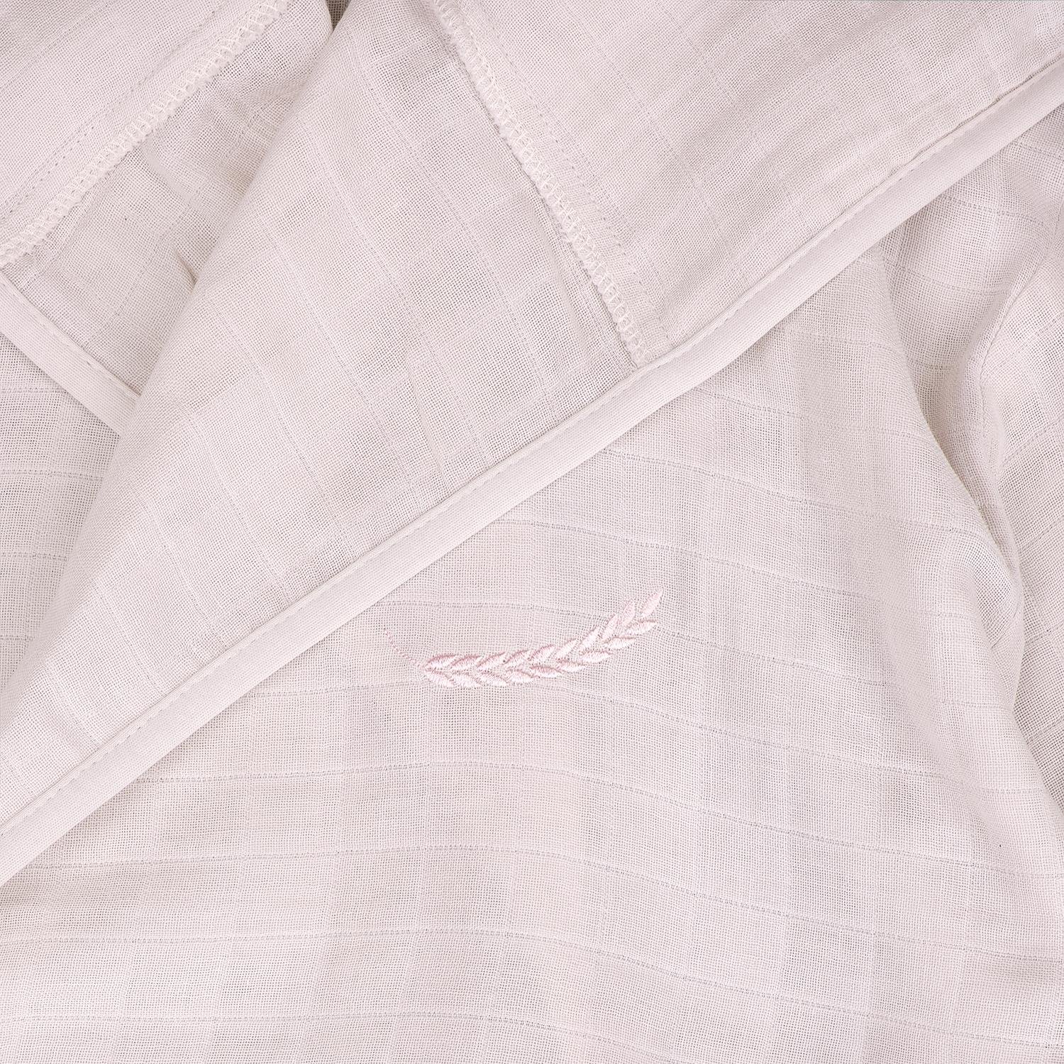 Müslin Bornoz - Başak Nakışlı Müslin Plaj Bornozu Açık Pembe - Miespiga