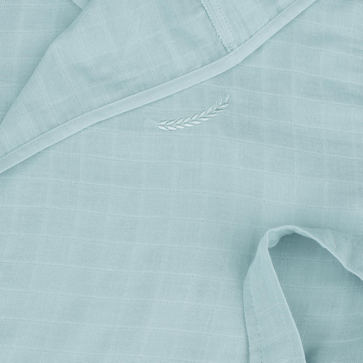 Müslin Bornoz - Başak Nakışlı Müslin Plaj Bornozu Turkuaz - Miespiga