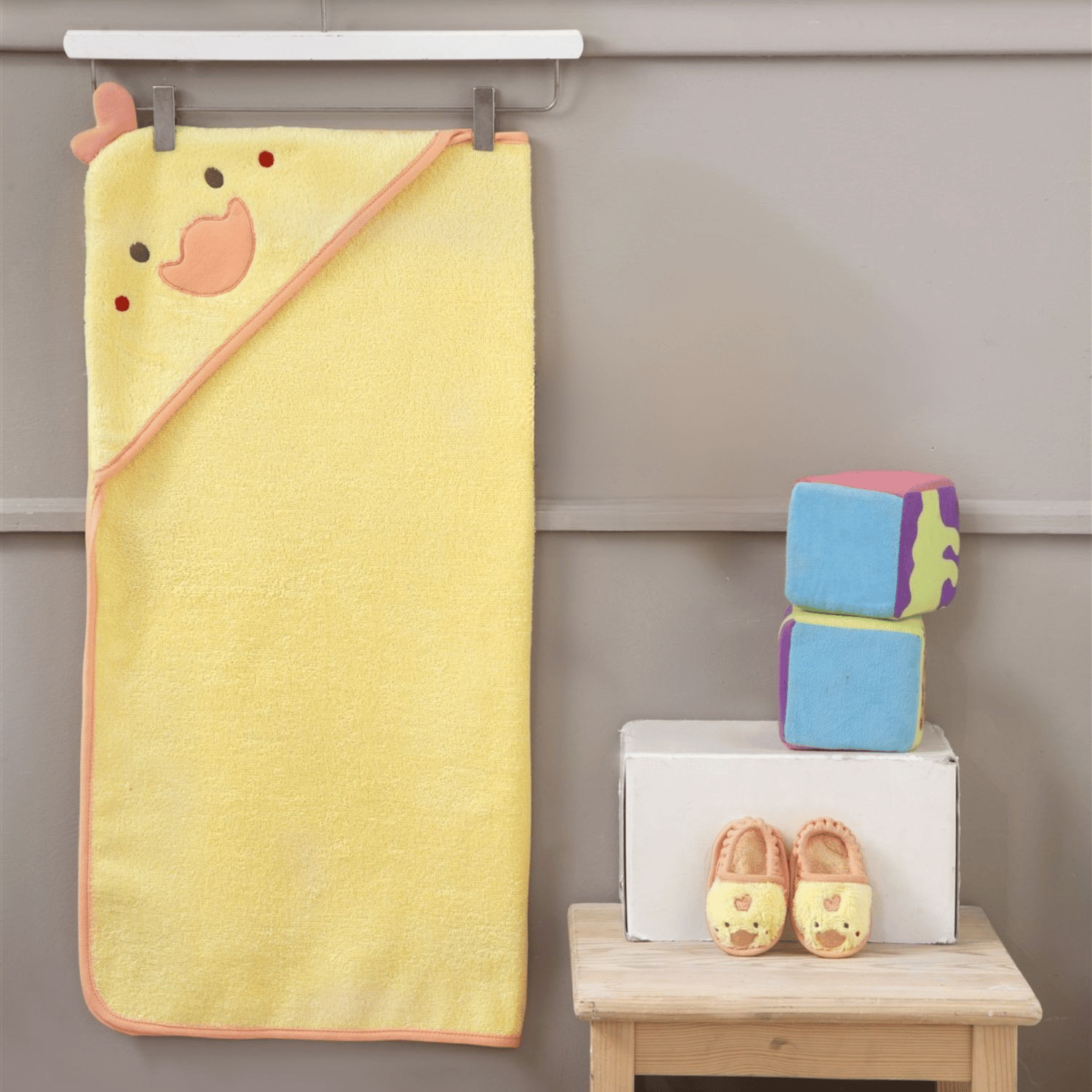 Havlu Kundak - Bebek Havlu Kundak Terlik Seti Little Duck - Miespiga